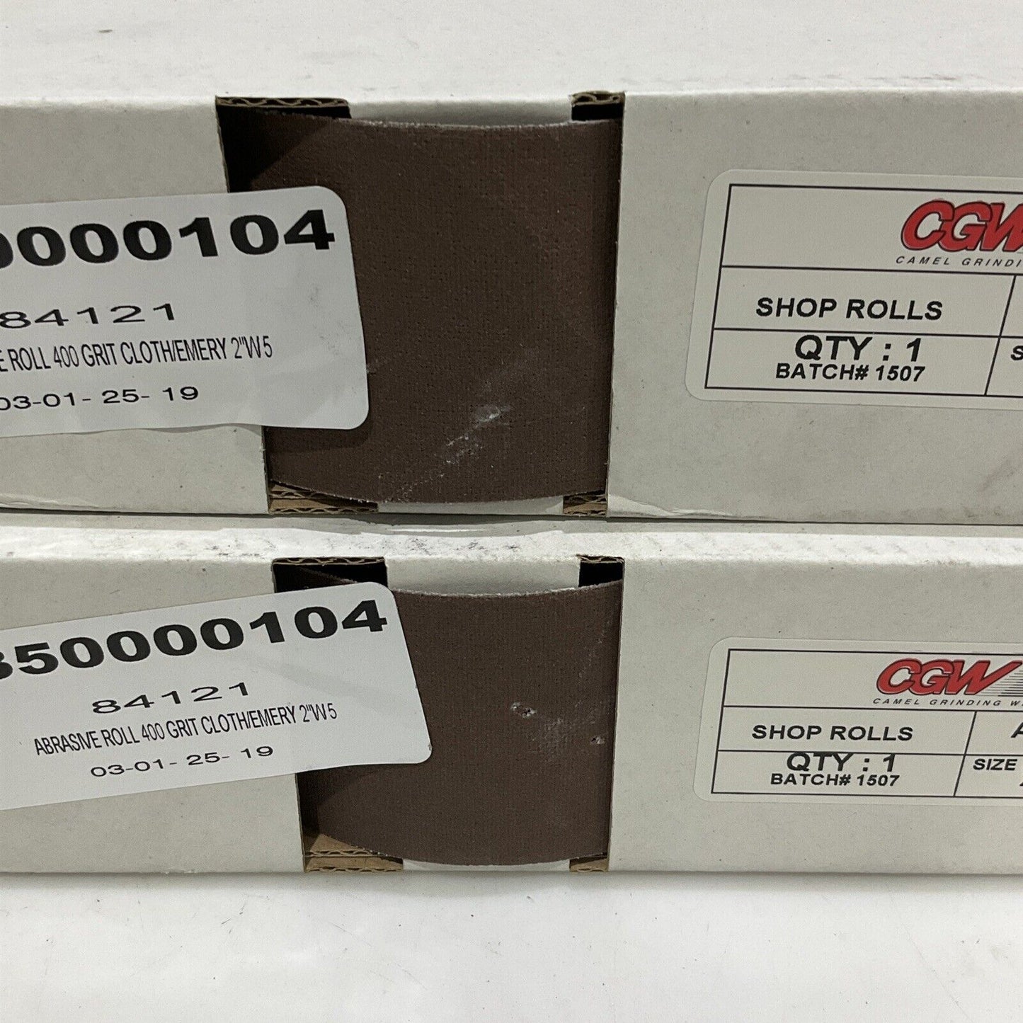 CGW 63052 ABRASIVE SHOP ROLLS 400 GRIT 2” X 50 YARDS LOT OF 2  373