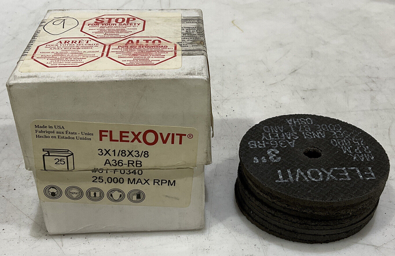 FLEXOVIT A36-RB 01-F0340 GRINDING WHEEL LOT OF 10 373