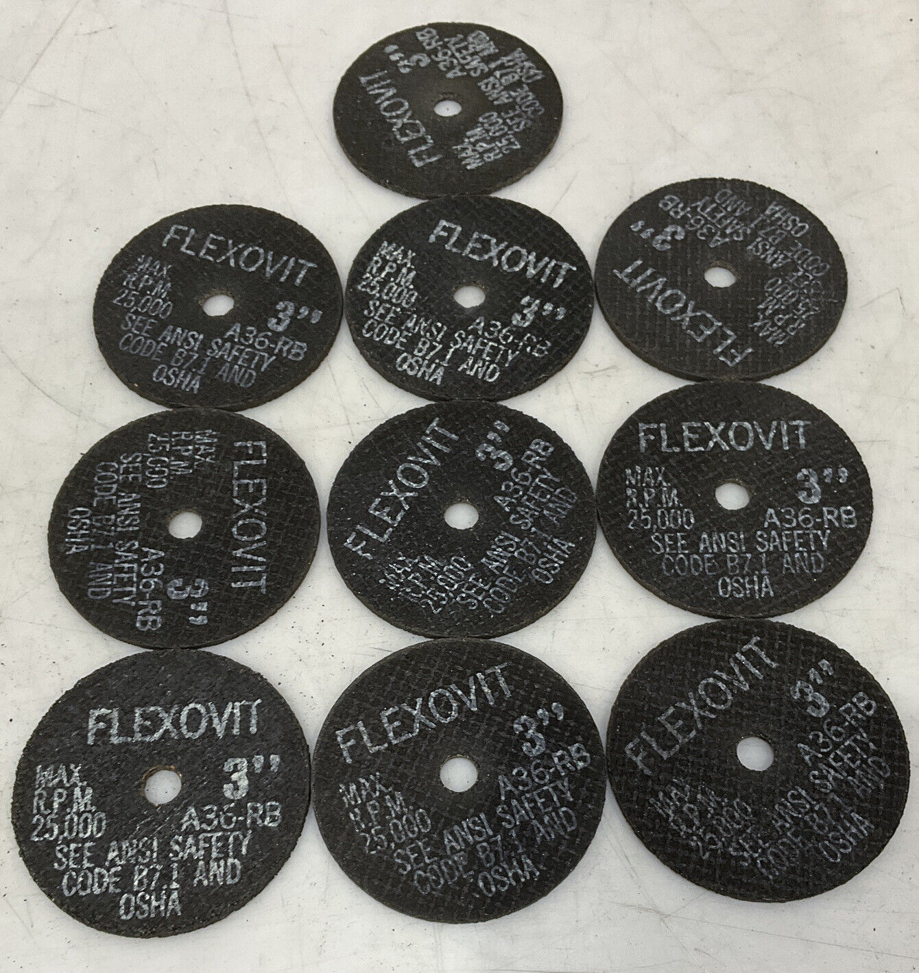 FLEXOVIT A36-RB 01-F0340 GRINDING WHEEL LOT OF 10 373