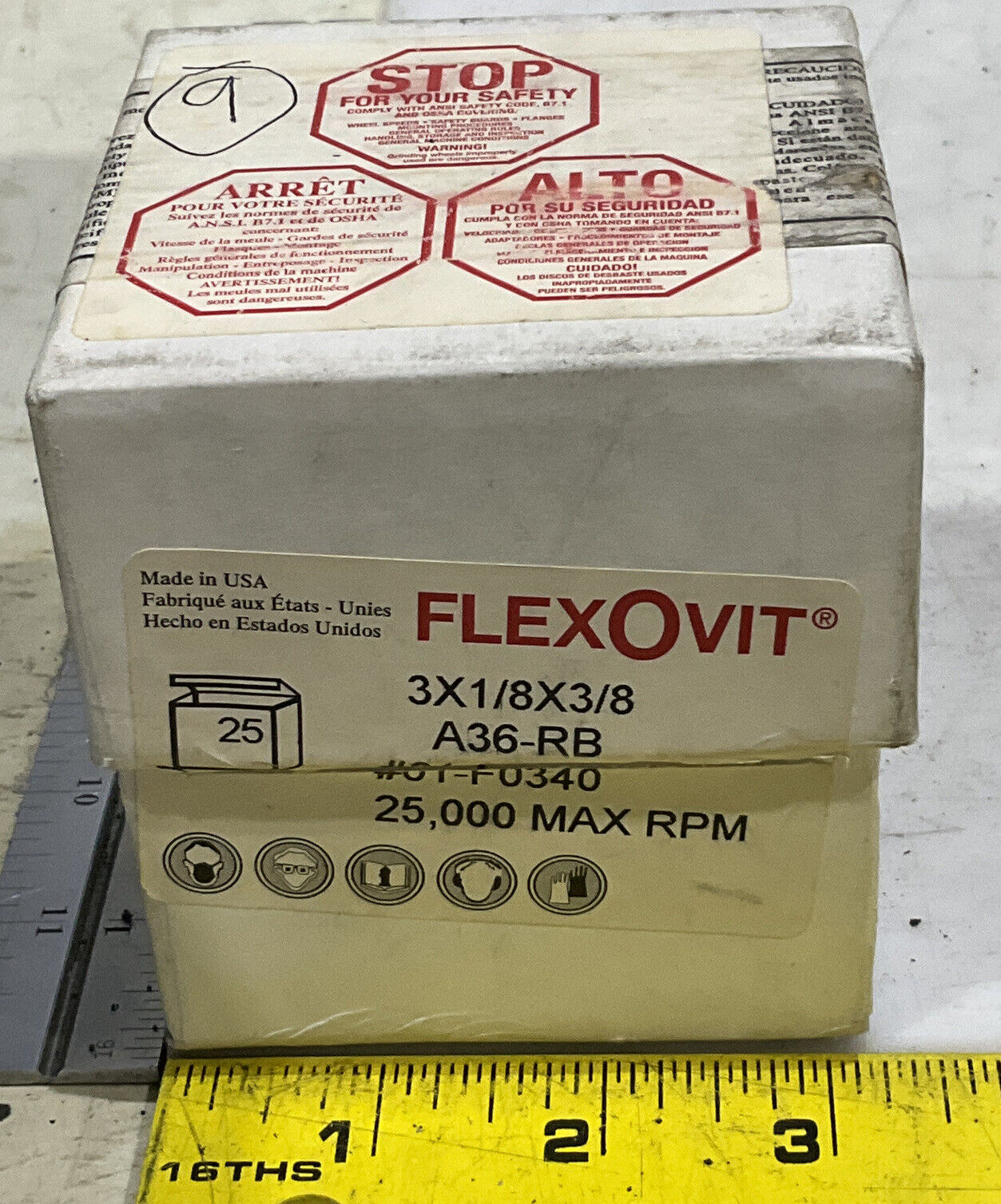 FLEXOVIT A36-RB 01-F0340 GRINDING WHEEL LOT OF 10 373
