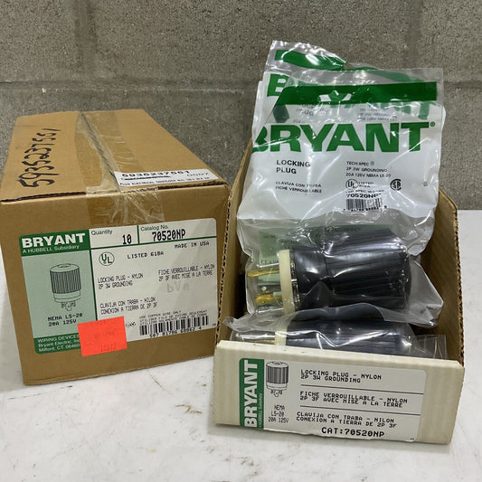 HUBBELL BRYANT 70520NP LOCKING PLUG 2P 3W LOT OF 10 373