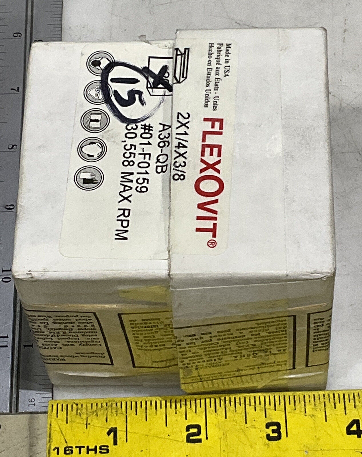 FLEXOVIT 2X1/4X3/8 A36-QB ABRASIVE CUTTING WHEEL LOT OF 15 373