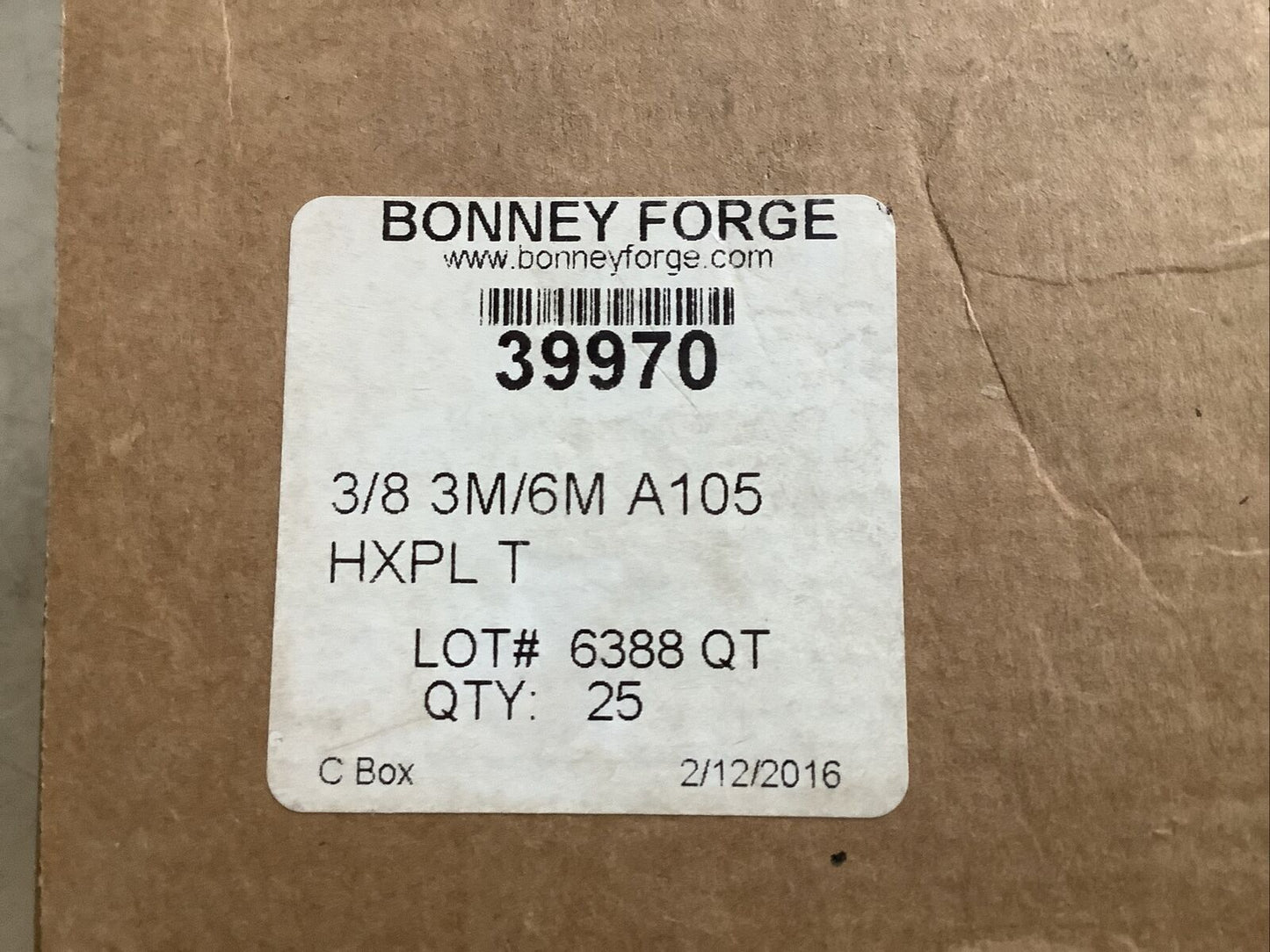 BONNEY FORGE 39970 HEX HEAD PLUG 3/8IN 3M/6M A105 373 - QTY 49