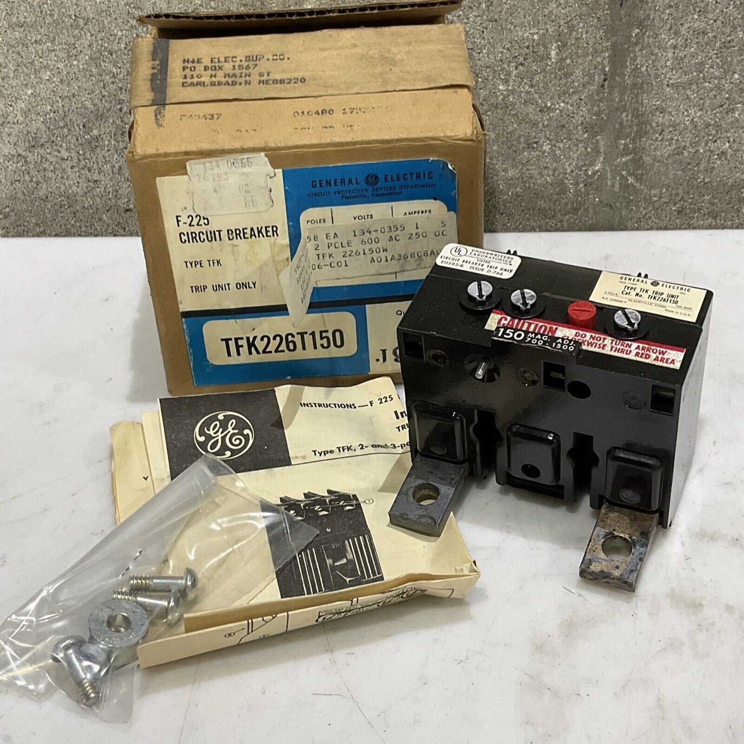 GENERAL ELECTRIC TFK226T150 TRIP UNIT TYPE TFK 2 POLE 600 AC 250 DC 373