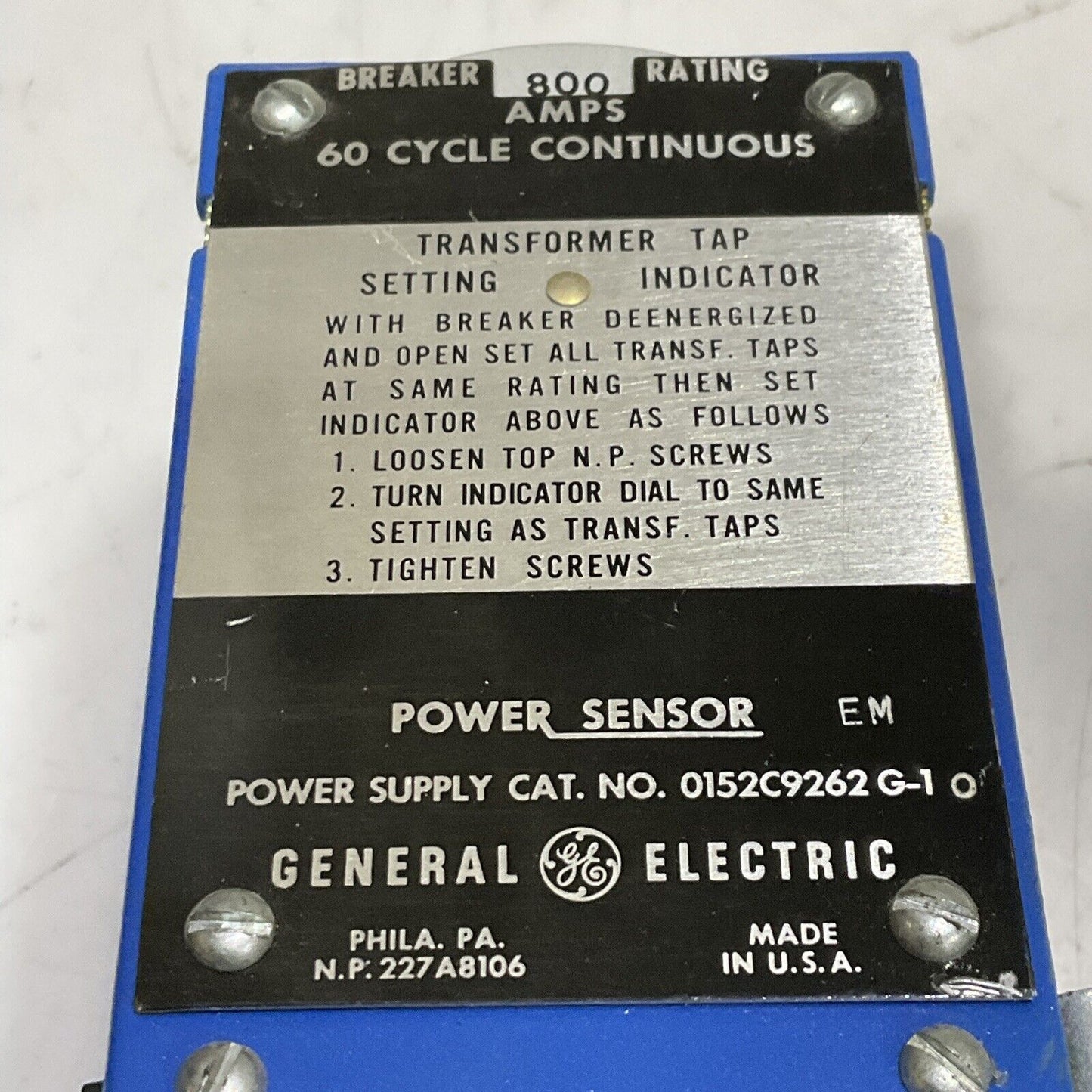 GENERAL ELECTRIC 015C9262 G-1 POWER SENSOR 800 A 60 CYCLE CONTINUOS 373
