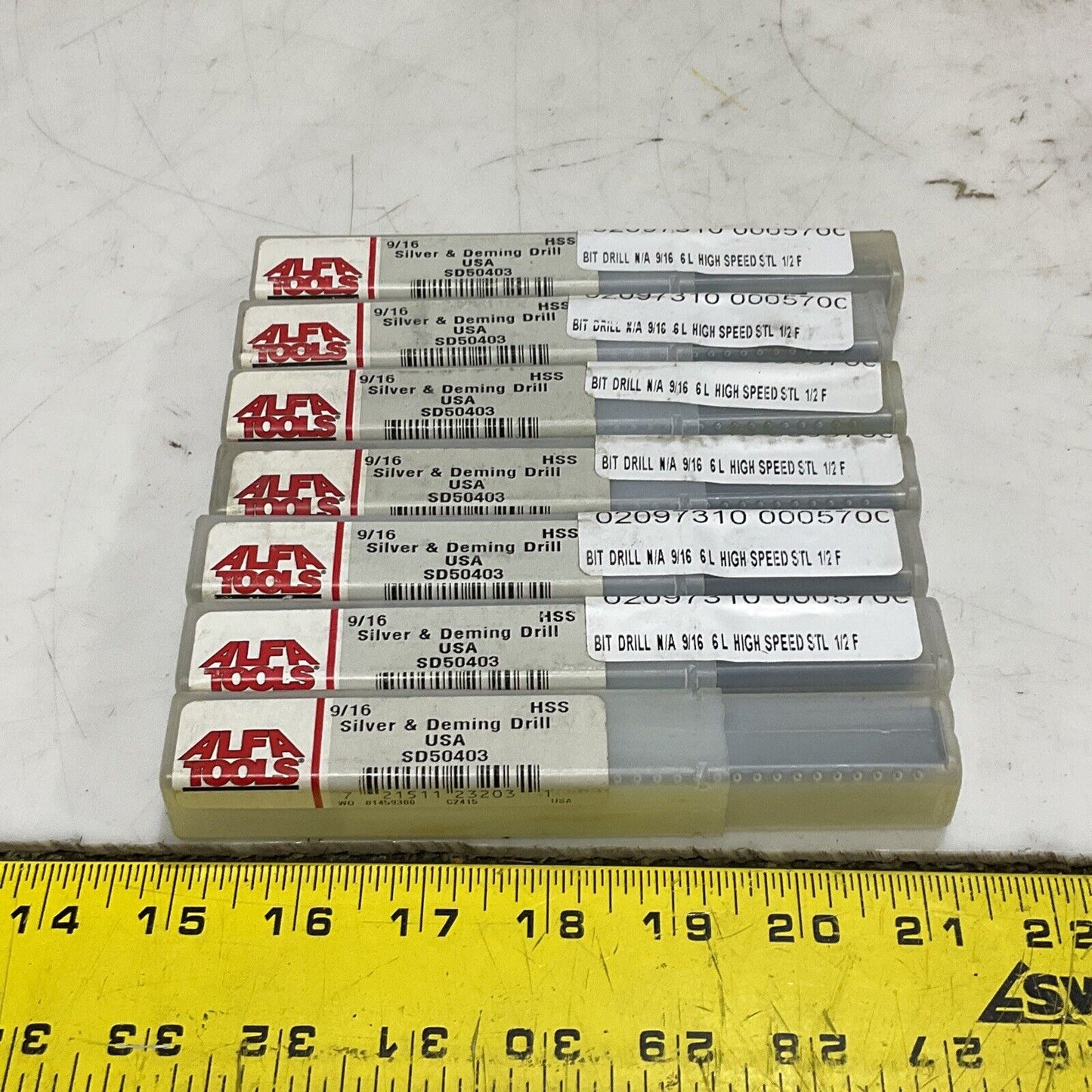 ALFA TOOLS SD50403 DRILL BIT 9/16 SILVER & DEMING DRILL LOT OF 7 373