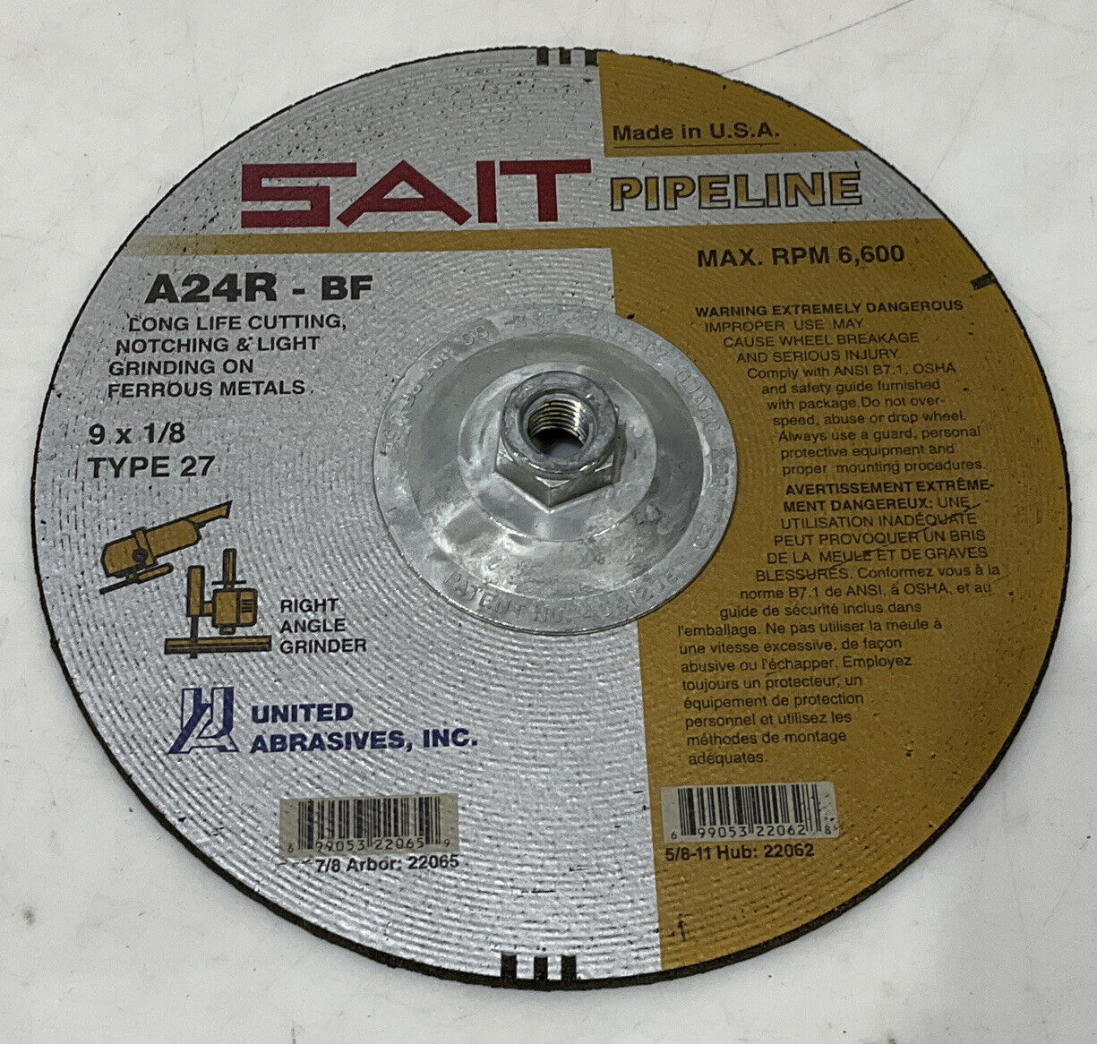 UNITED ABRASIVES SAIT 22062 TYPE 27 GRINDING WHEELS LOT OF 10 373