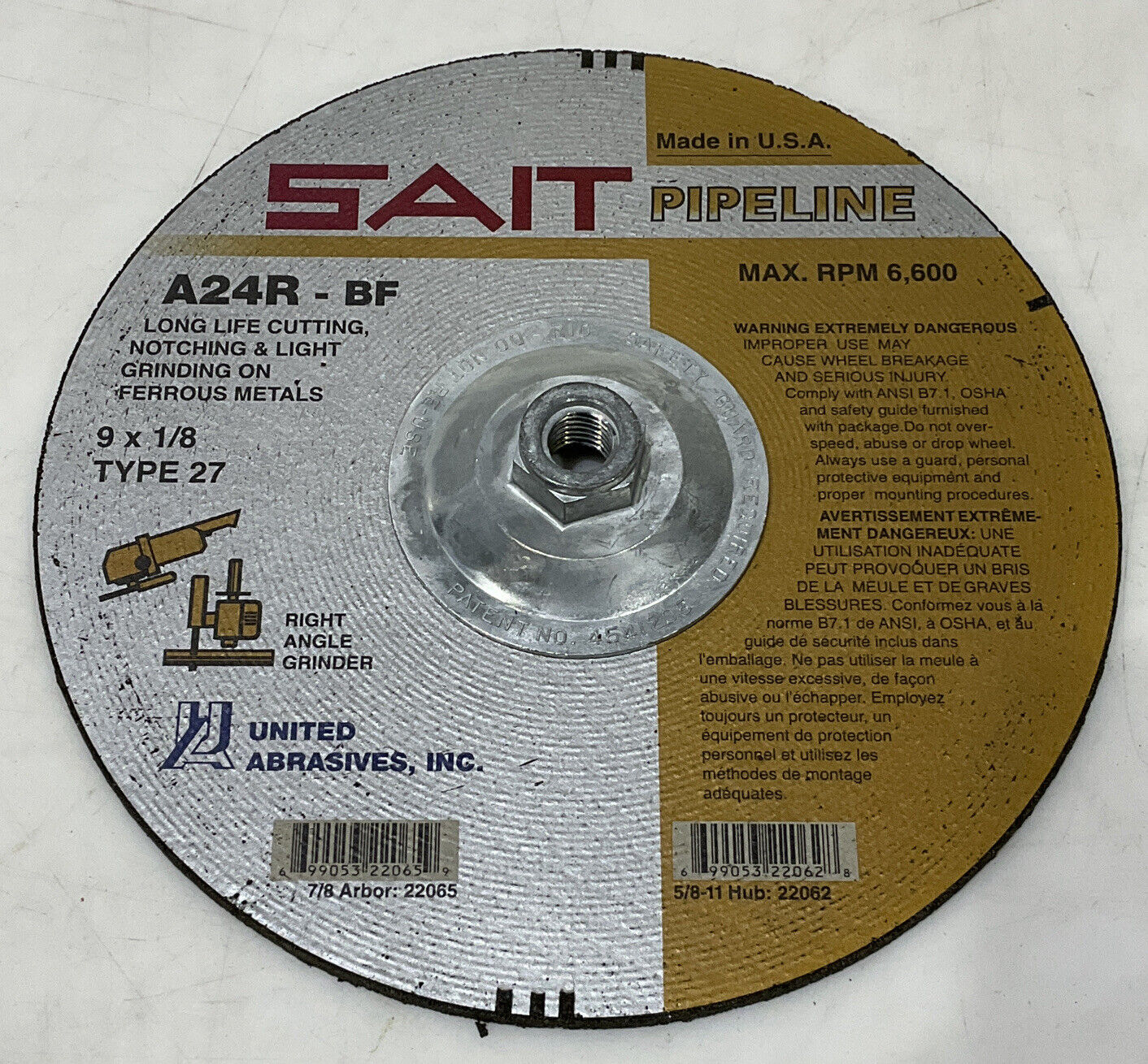 UNITED ABRASIVES SAIT 22062 TYPE 27 GRINDING WHEELS LOT OF 10 373