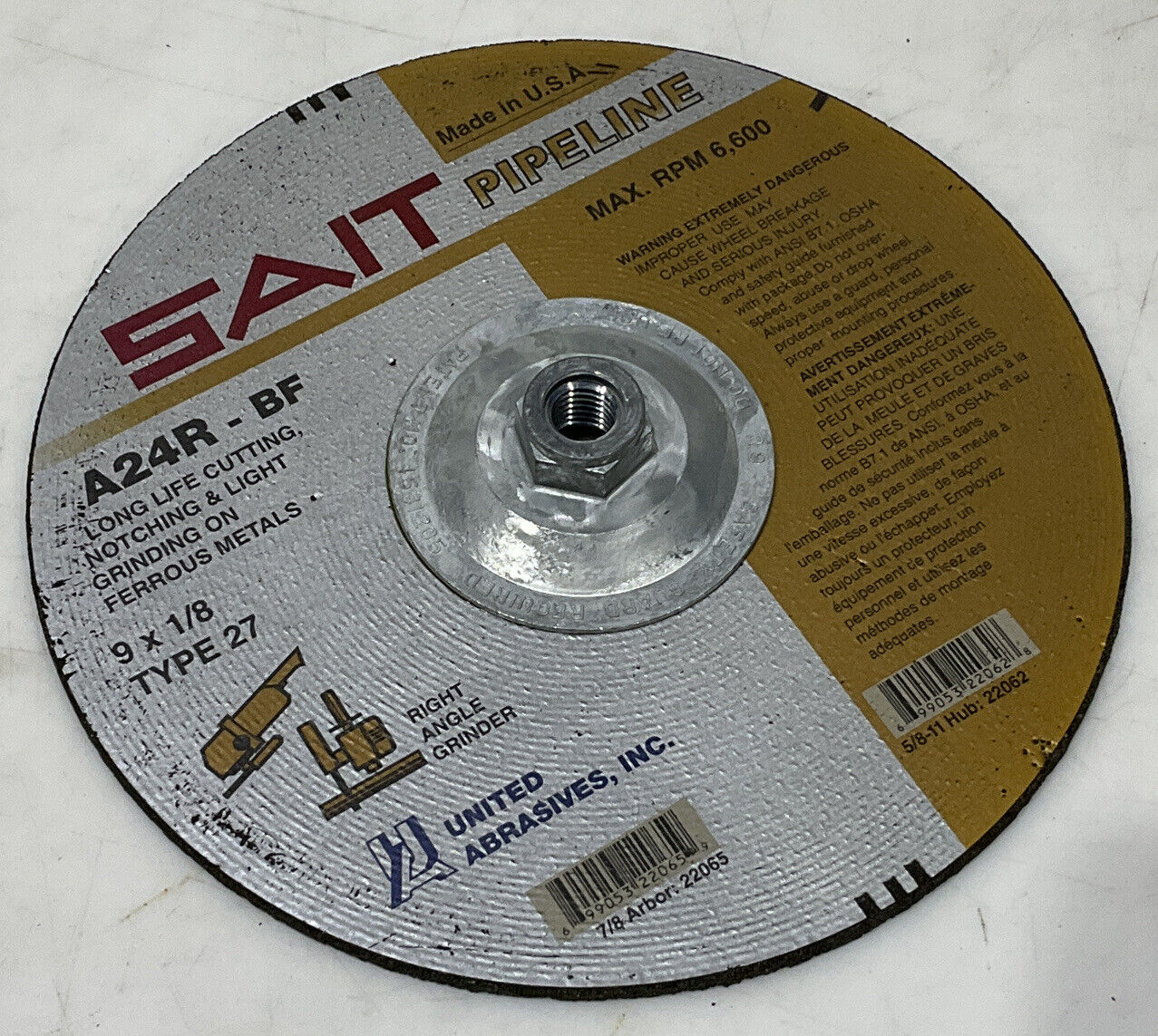 UNITED ABRASIVES SAIT 22062 TYPE 27 GRINDING WHEELS LOT OF 10 373