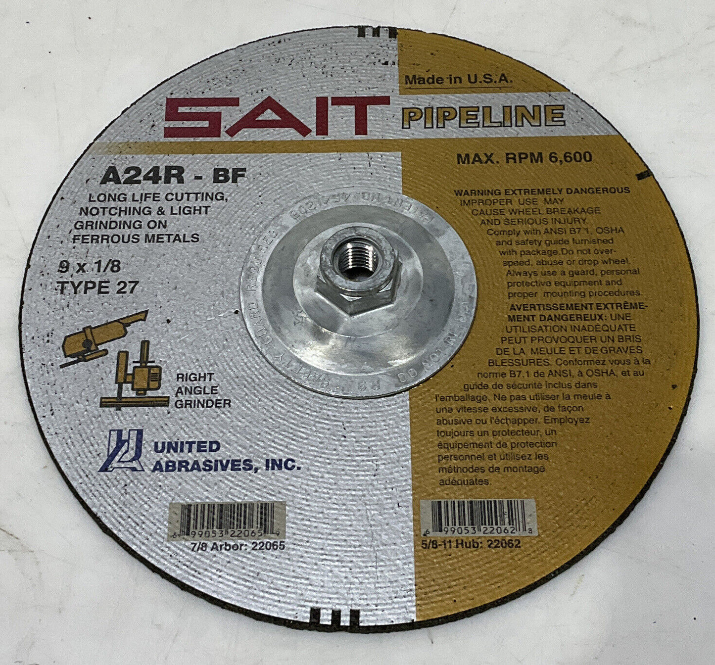 UNITED ABRASIVES SAIT 22062 TYPE 27 GRINDING WHEELS LOT OF 10 373