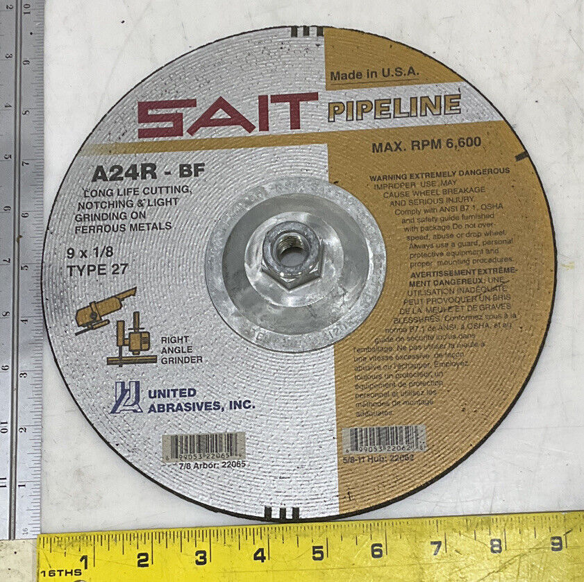 UNITED ABRASIVES SAIT 22062 TYPE 27 GRINDING WHEELS LOT OF 10 373