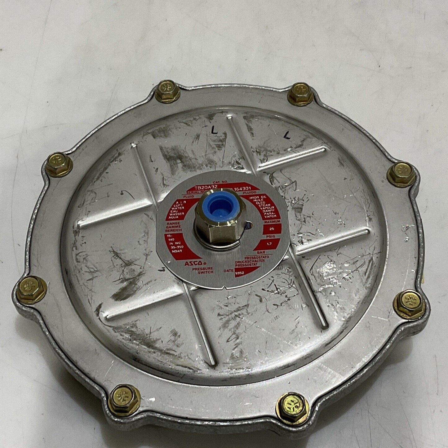 ASCO TB20A32 A164301 PRESSURE TRANSDUCER 15-140 IN WC 35-350 MBAR 373