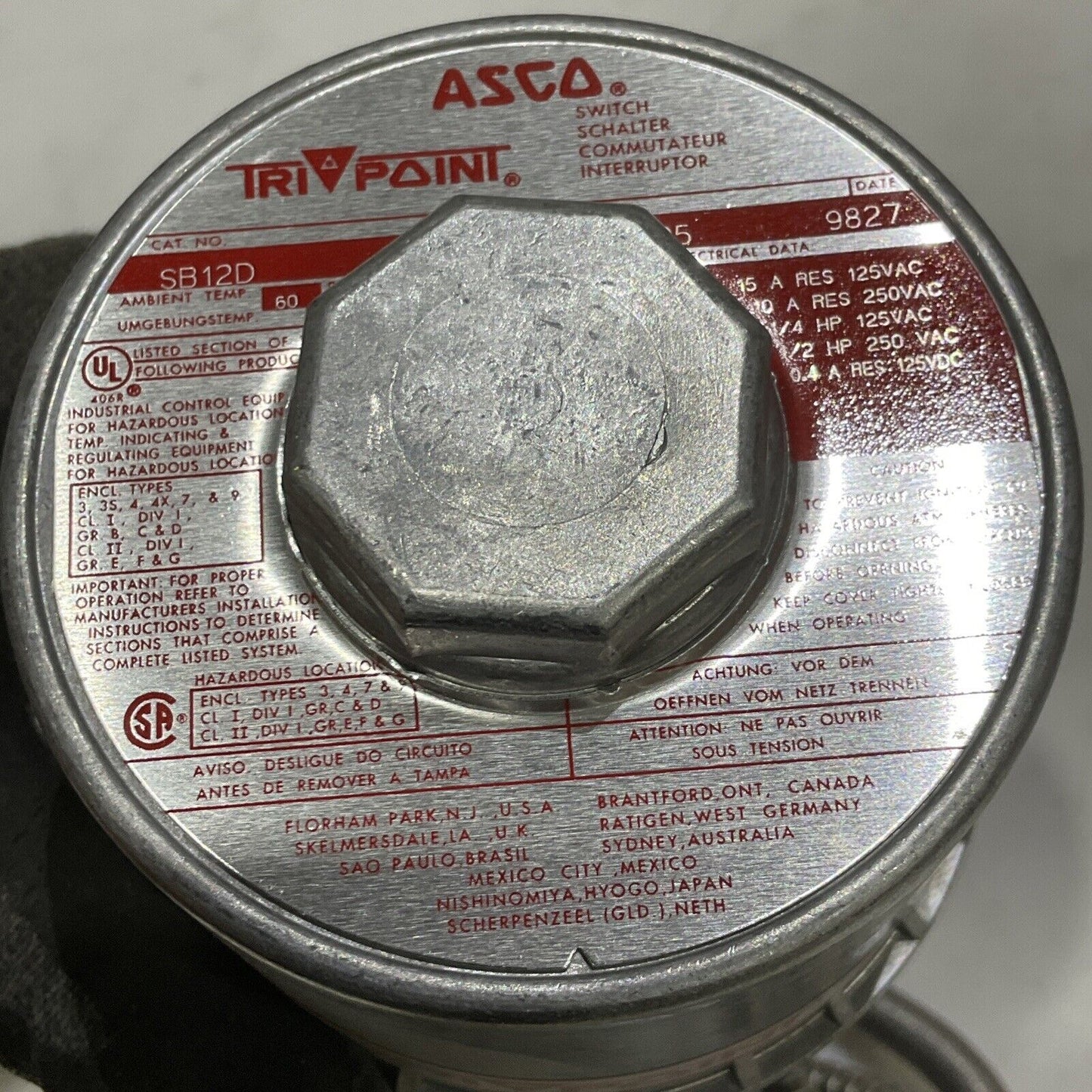 ASCO SB12D QP08 INTERLOGIC TEMPERATURE SWITCH 6’ 225-340 F 373