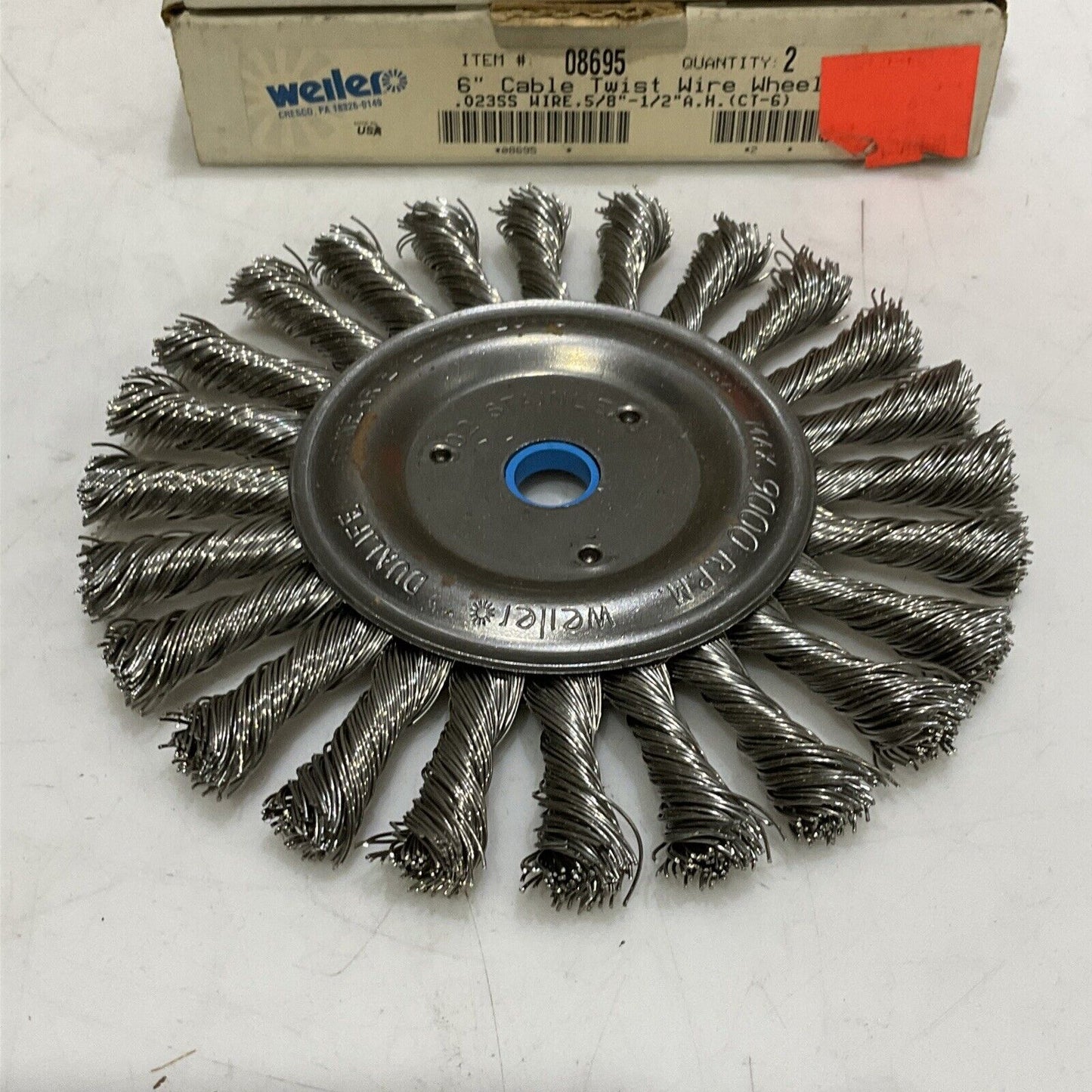 WEILER 08695 CABLE TWIST WIRE WHEEL 6” .023SS WIRE 5/8” A.H (CT-6) LOT OF 4 373