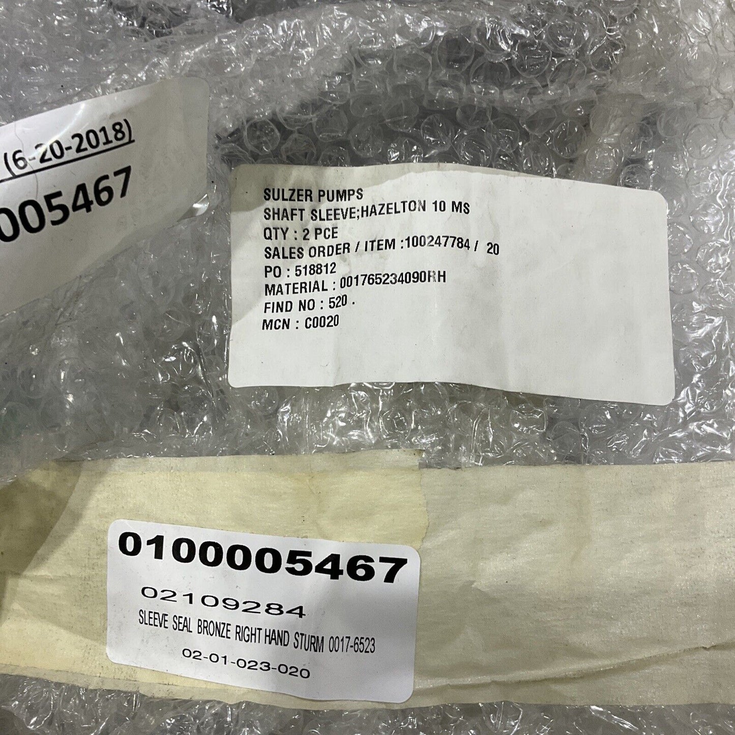 SULZER 0017-65234-09 RIGHT HAND SEAL SEAL BRONZE 373
