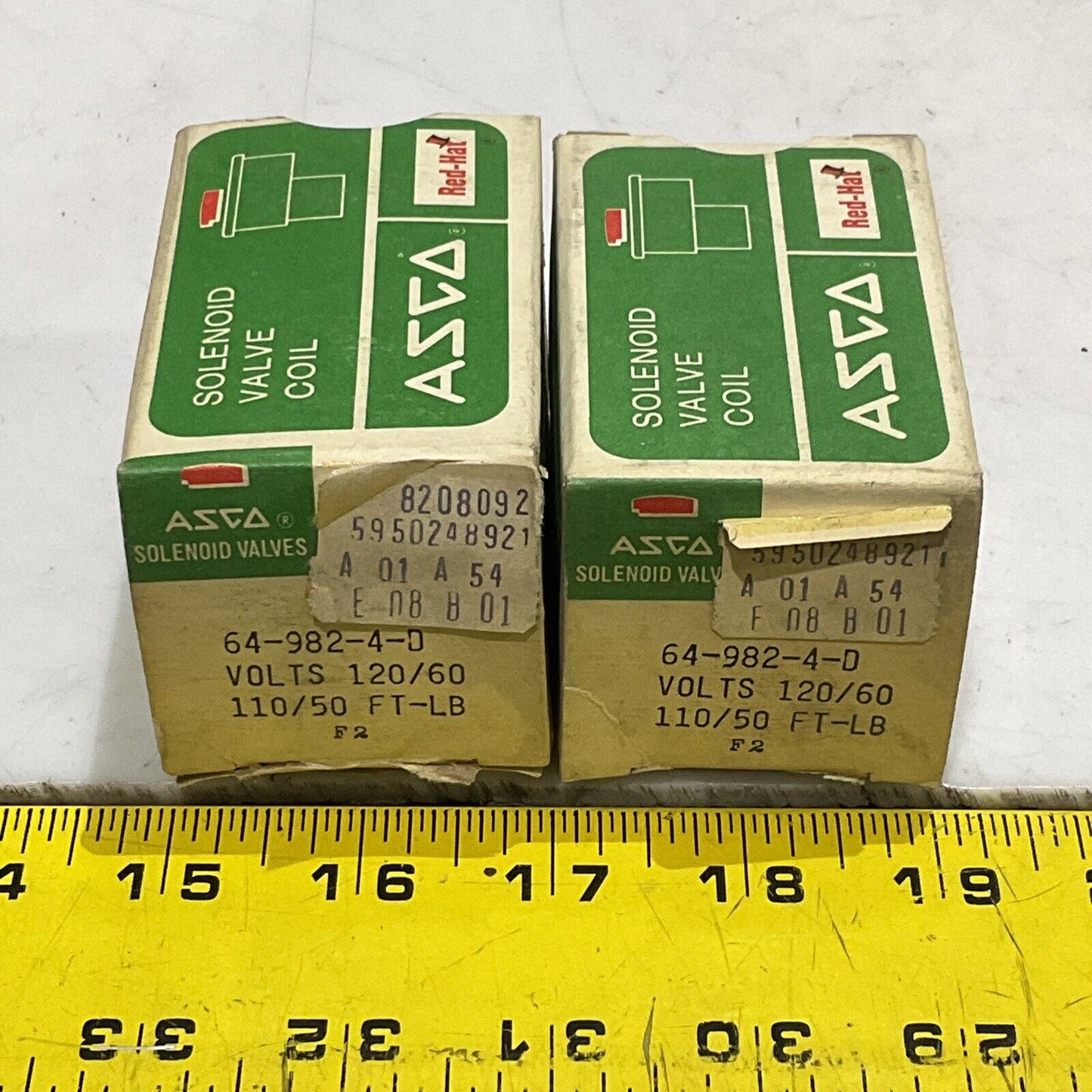 ASCO 64-982-4-D SOLENOID VALVE COIL VOLTS 120/60 110/50 FT-LB LOT OF 2 373