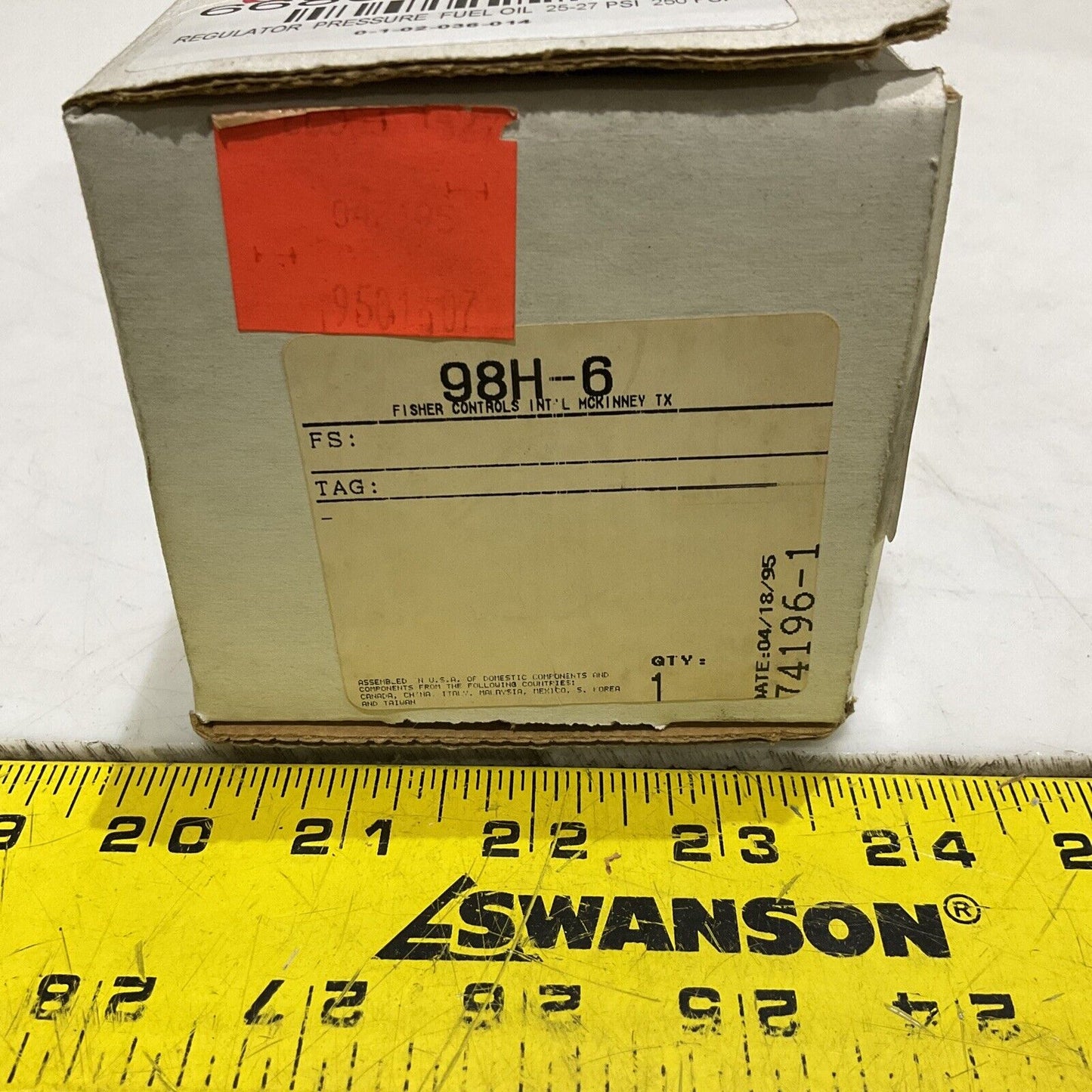 FISHER 98H-6 FUEL OIL PRESSURE REGULATOR TYPE 98 H-6 250 PSI 373
