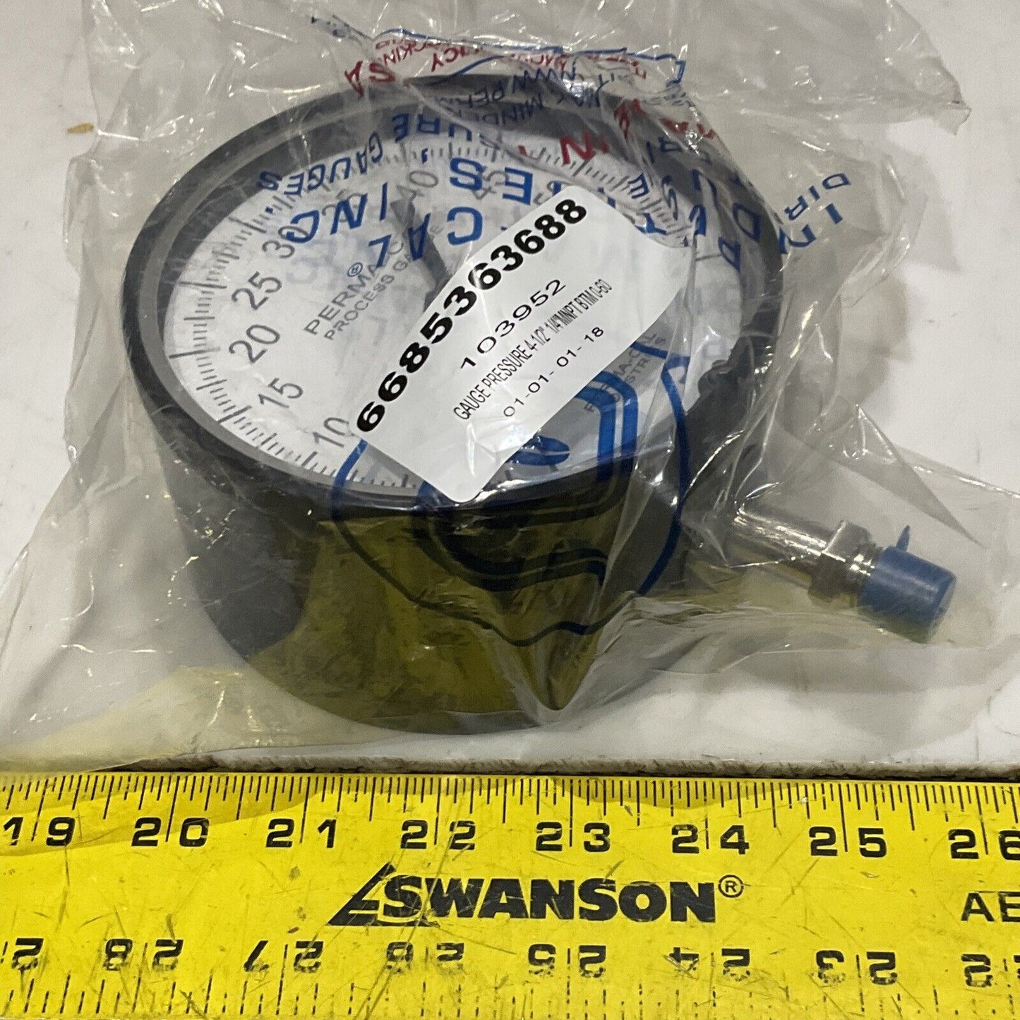 PERMA-CAL 121NIB03A21 PRESSURE GAUGE 6" 1/4" 0-60 PSI 373