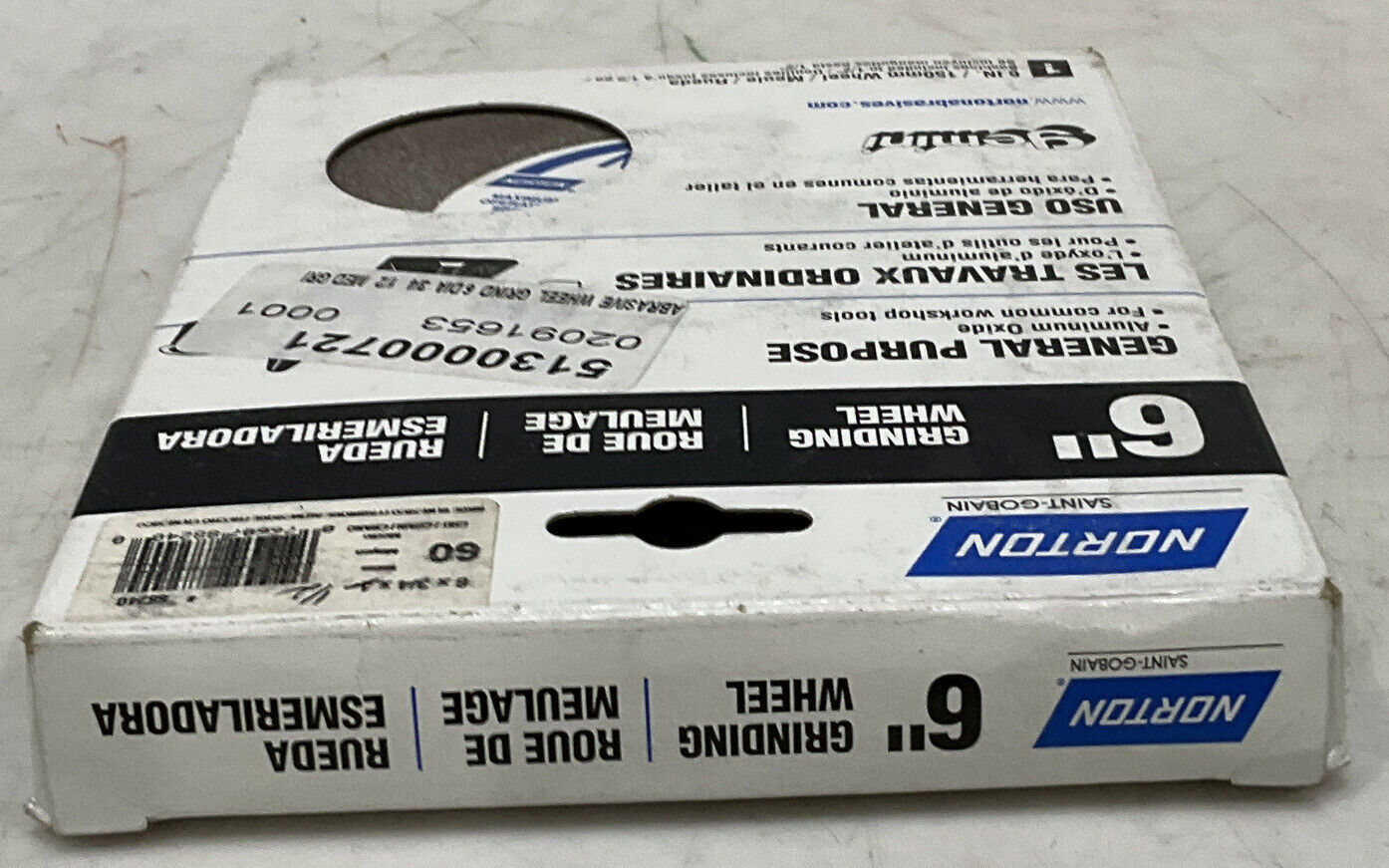 NORTON SAINT-GOBAIN 6” GRINDING WHEEL 60 GRIT 373