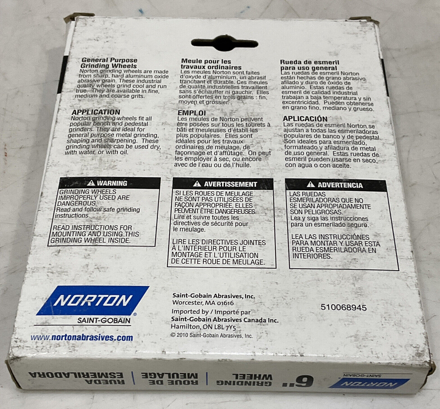 NORTON SAINT-GOBAIN 6” GRINDING WHEEL 60 GRIT 373