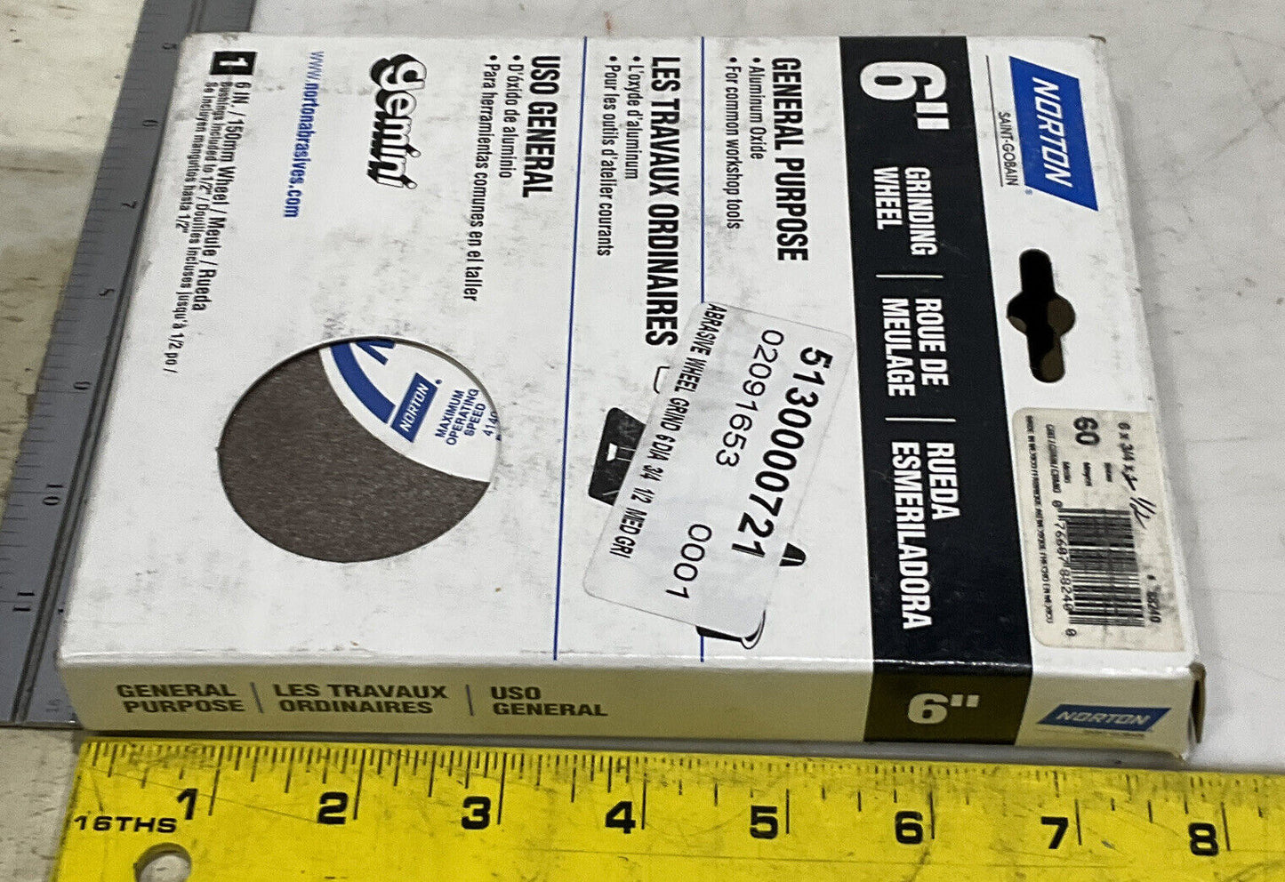 NORTON SAINT-GOBAIN 6” GRINDING WHEEL 60 GRIT 373