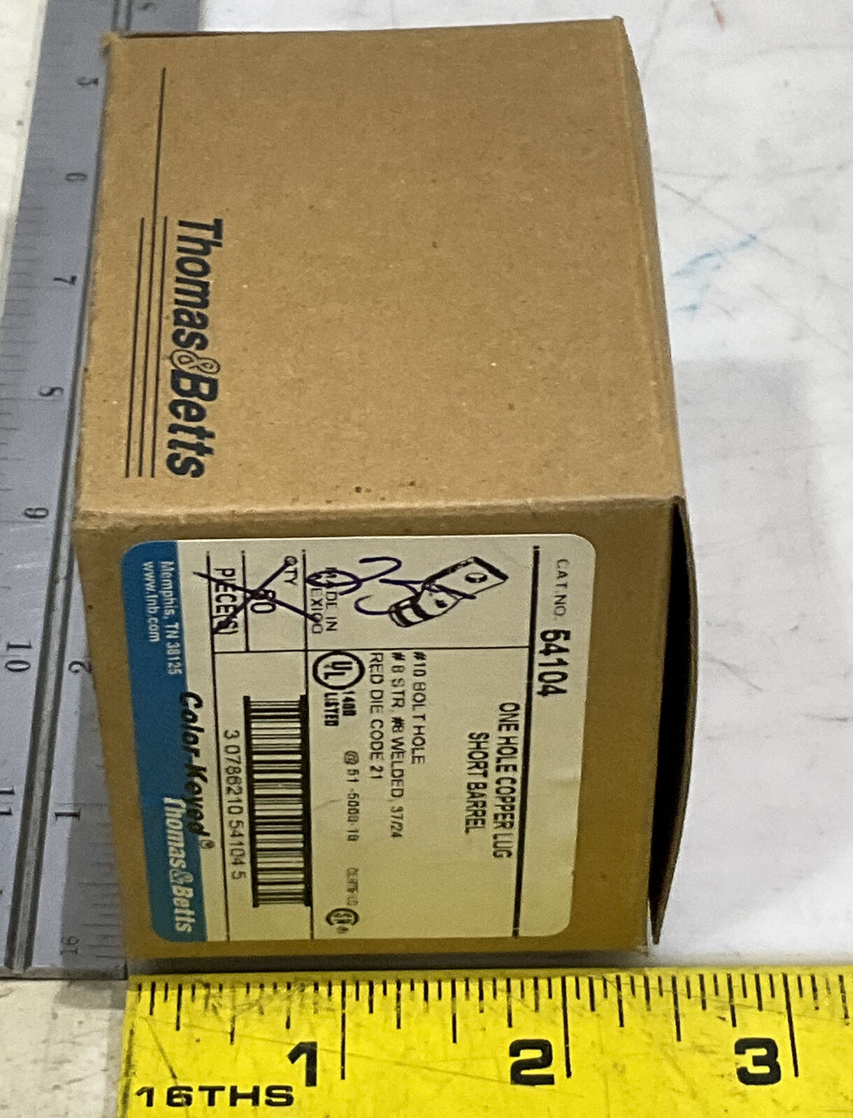 THOMAS AND BETTS 54104 ONE HOLE COPPER LUG SHORT BARREL LOT OF 25 373