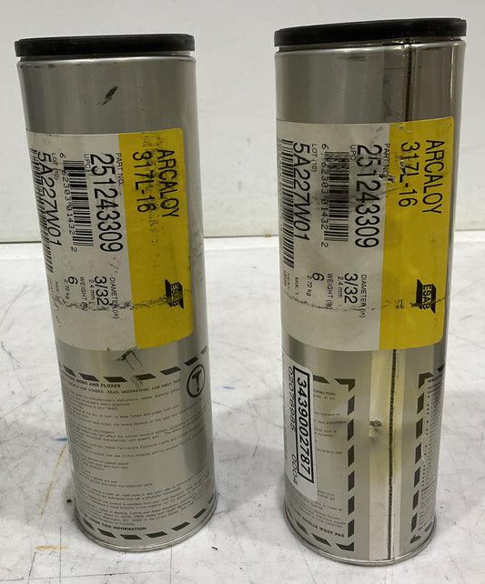 ESAB ARCALOY 317L-16 251243309 3/32 WELDING ELECTRODE 6LB LOT OF 2 373