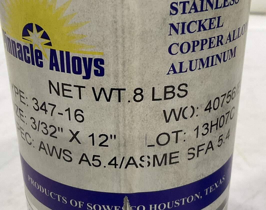 PINNACLE ALLOYS 347-16 8 LB WELDING ELECTRODE LOT OF 2 373
