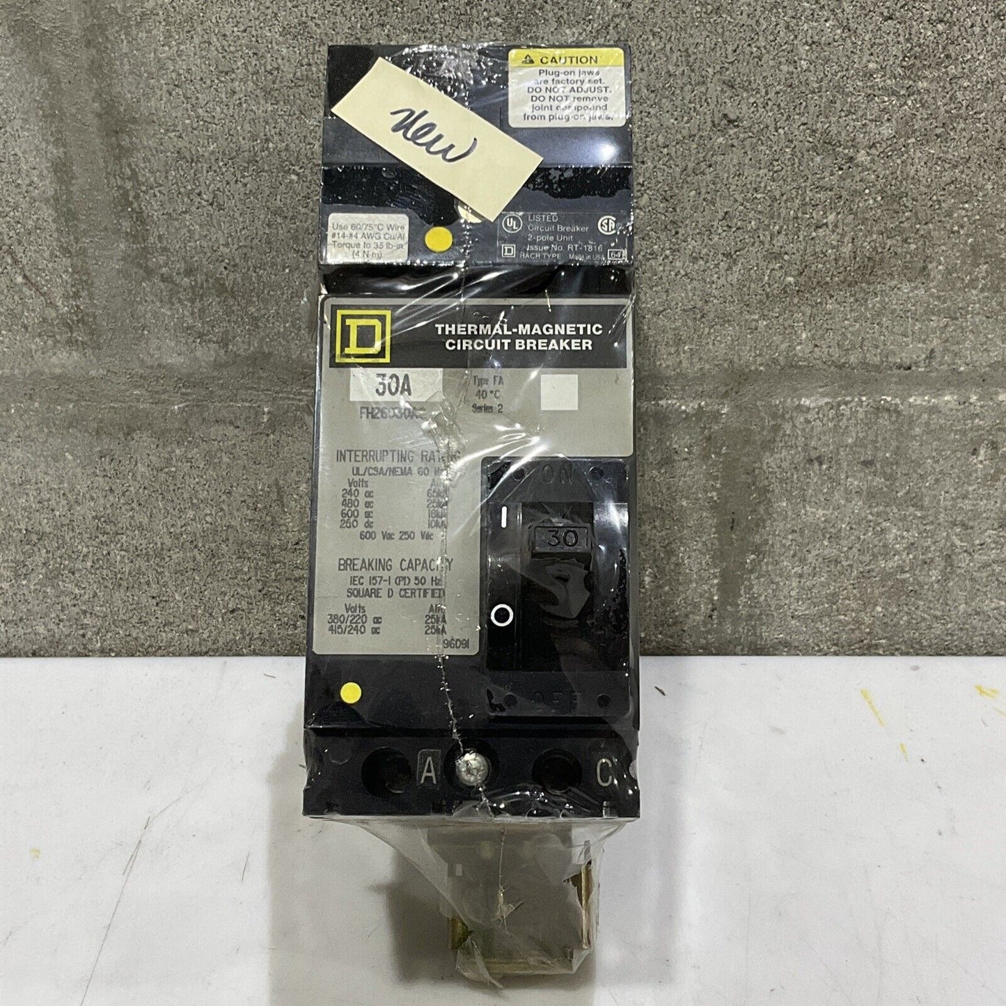 SQUARE D FH26030AC THERMAL-MAGNETIC CIRCUIT BREAKER 30A 60HZ 600VAC 250VDC 373
