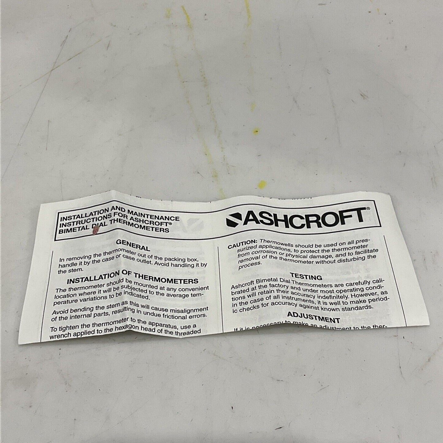 ASHCROFT 10055916-57 BIMETAL THERMOMETER 3” 1/2” NPT 50/550F 373