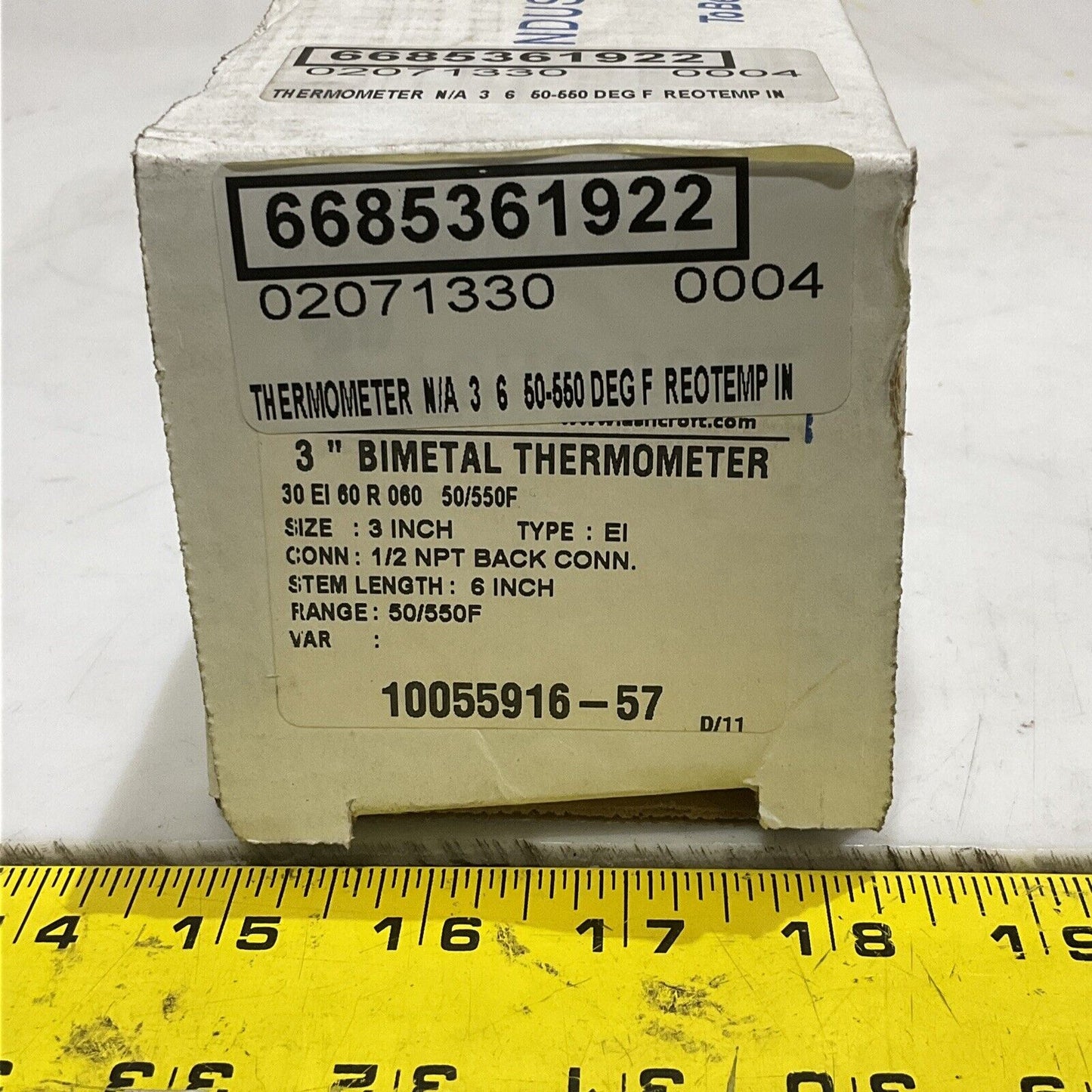 ASHCROFT 10055916-57 BIMETAL THERMOMETER 3” 1/2” NPT 50/550F 373