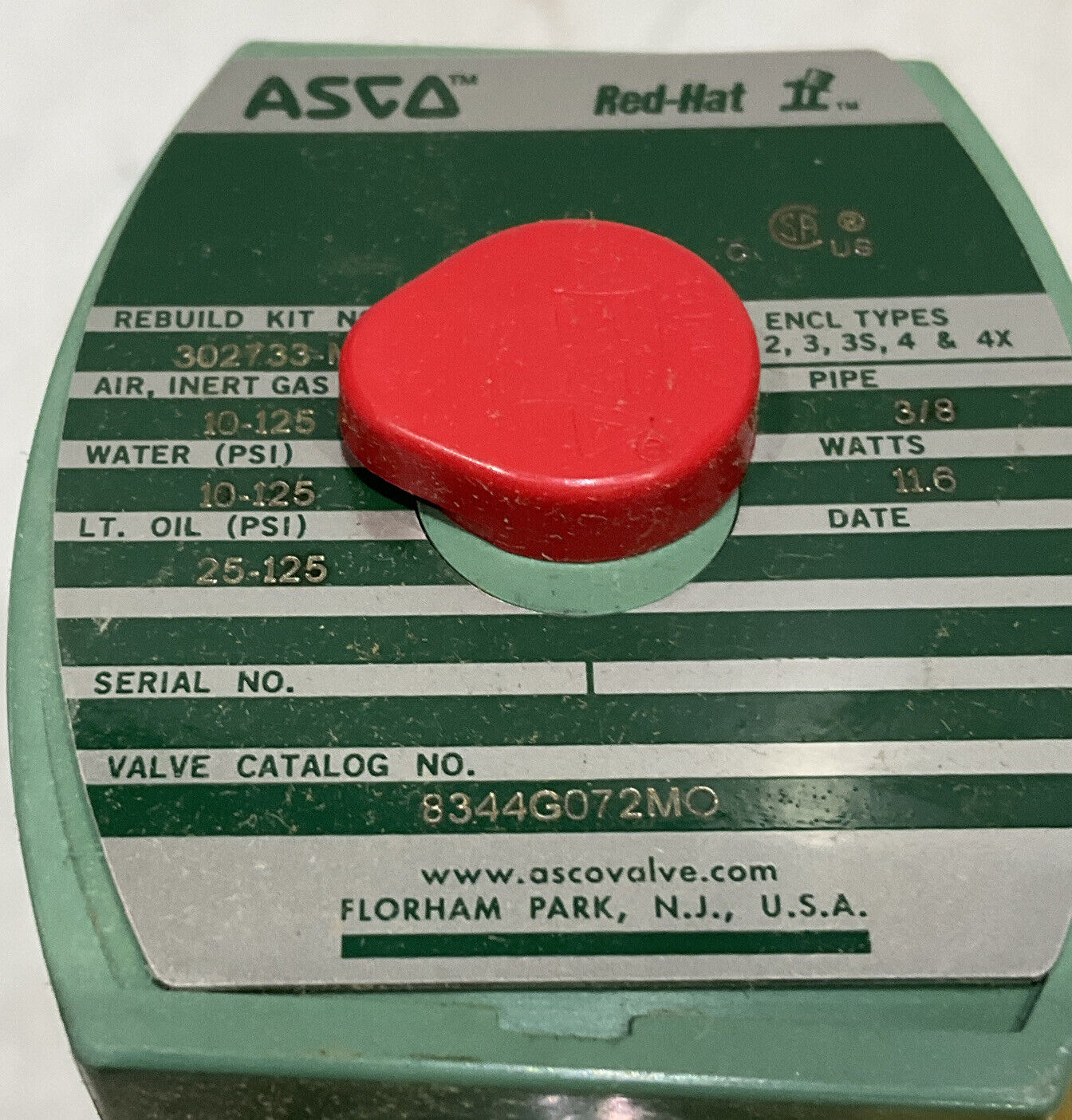 ASCO 8344G072MO SOLENOID VALVE 24VDC 373