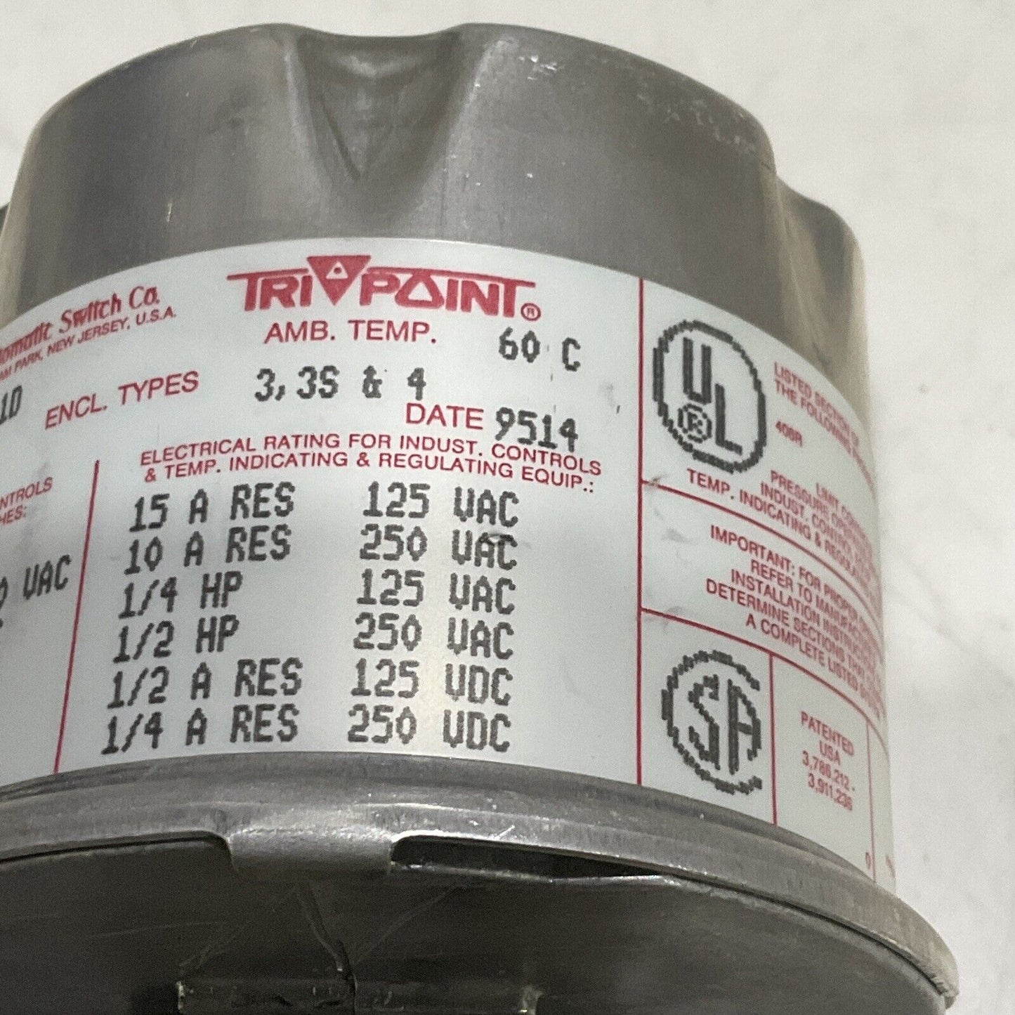 ASCO SC31D A329050 TRI POINT AUTOMATIC SWITCH 125/250 VAC 373