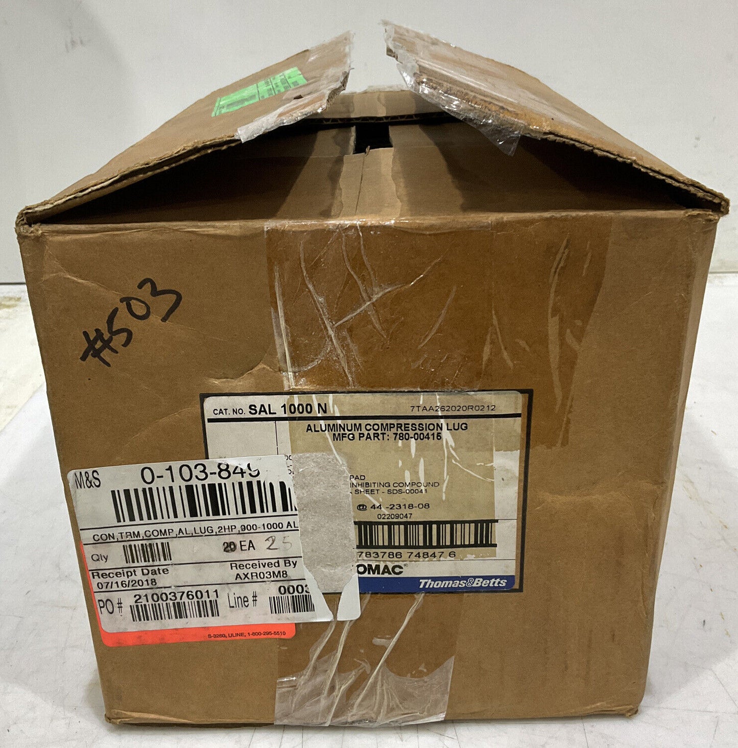 THOMAS AND BETTS 780-00415 COMPRESSION LUG LOT OF 25 969