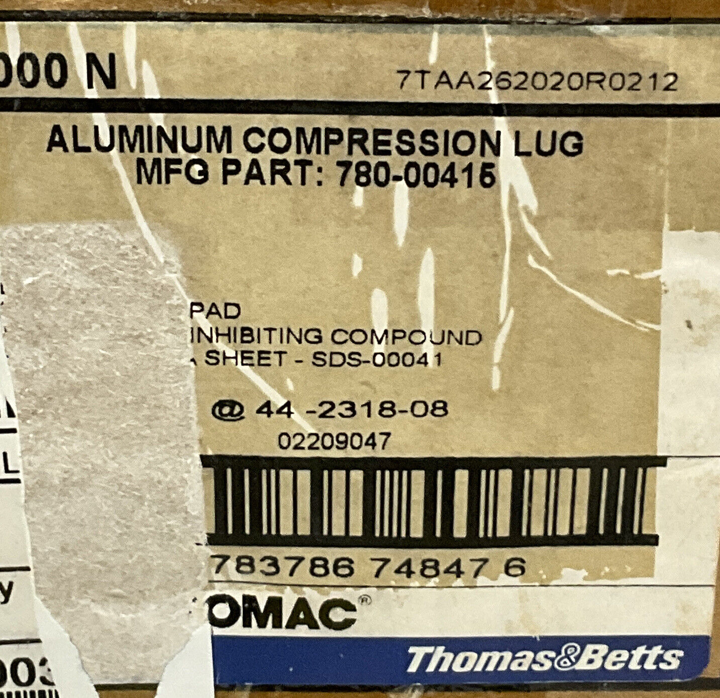 THOMAS AND BETTS 780-00415 COMPRESSION LUG LOT OF 25 969