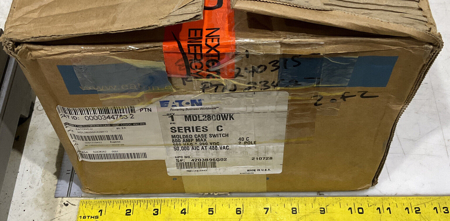 EATON MDL2800WK SERIES C MOLDED CASE SWITCH ASSEMBLY 800A 250VDC 969