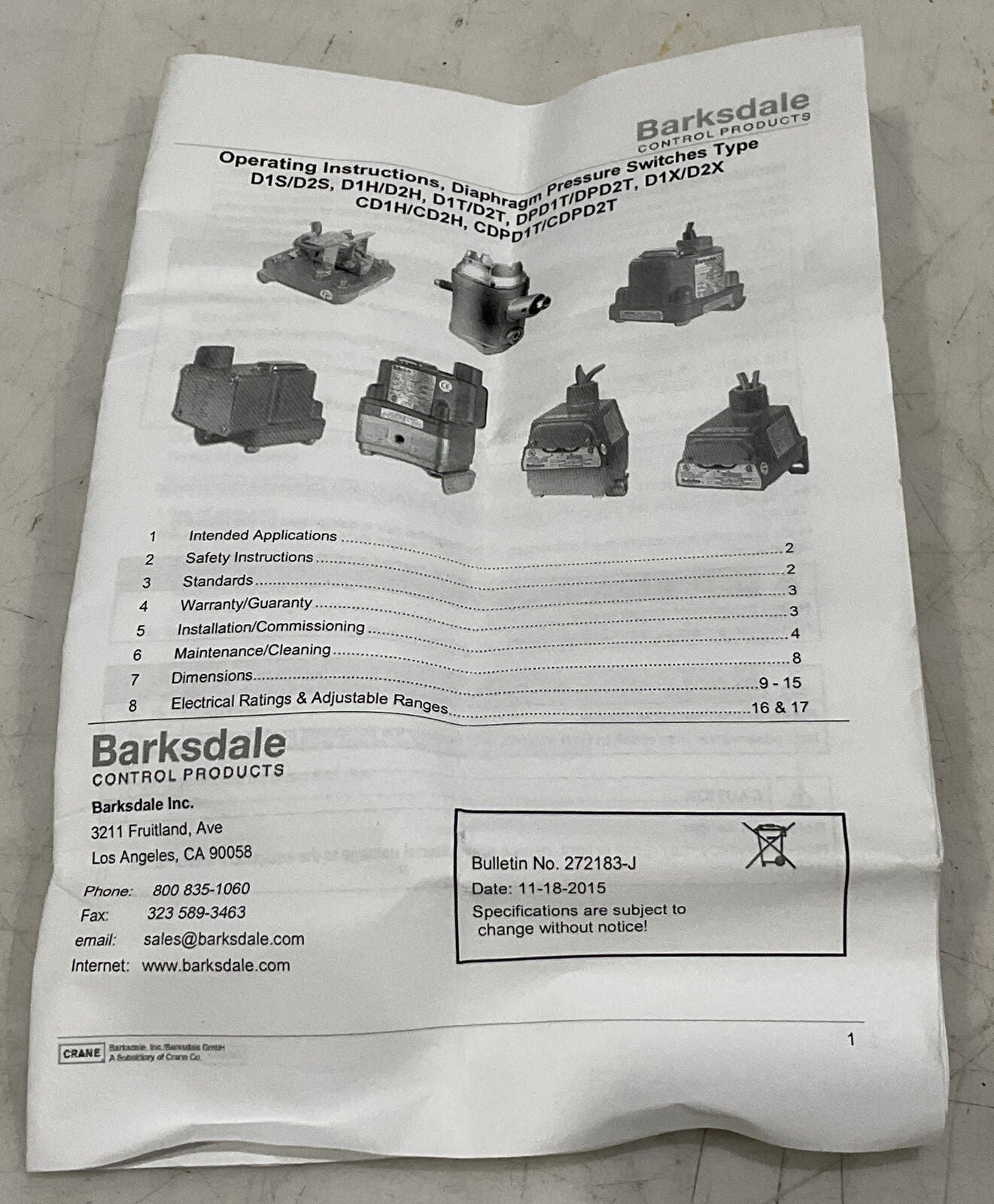 BARKSDALE 50010688-001 PRESSURE SWITCH 969