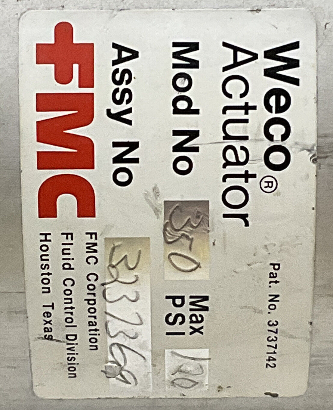 FMC WECO 350 3237369 ACTUATOR 881