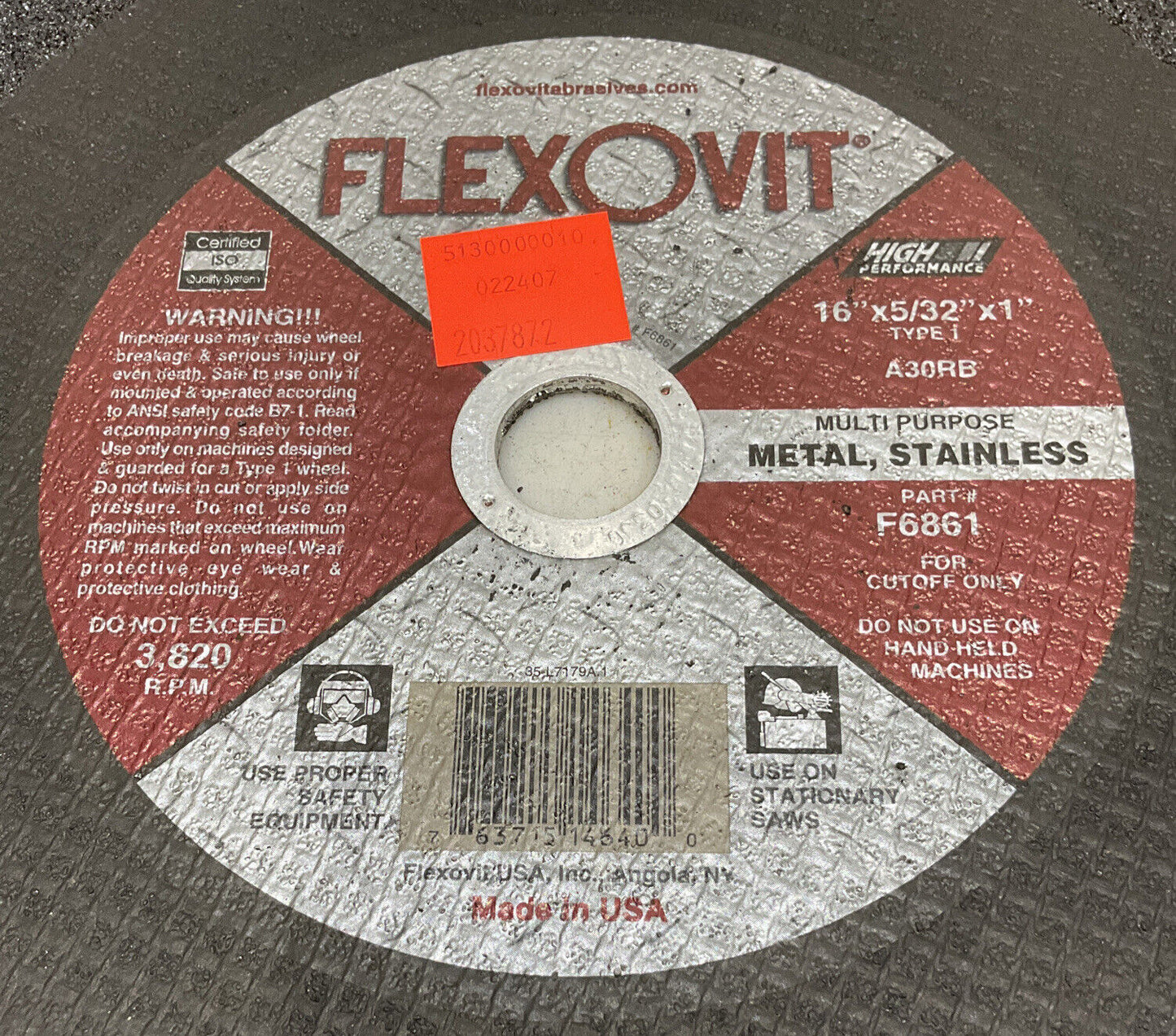 FLEXOVIT F6861 CUTOFF WHEEL LOT OF 3 881