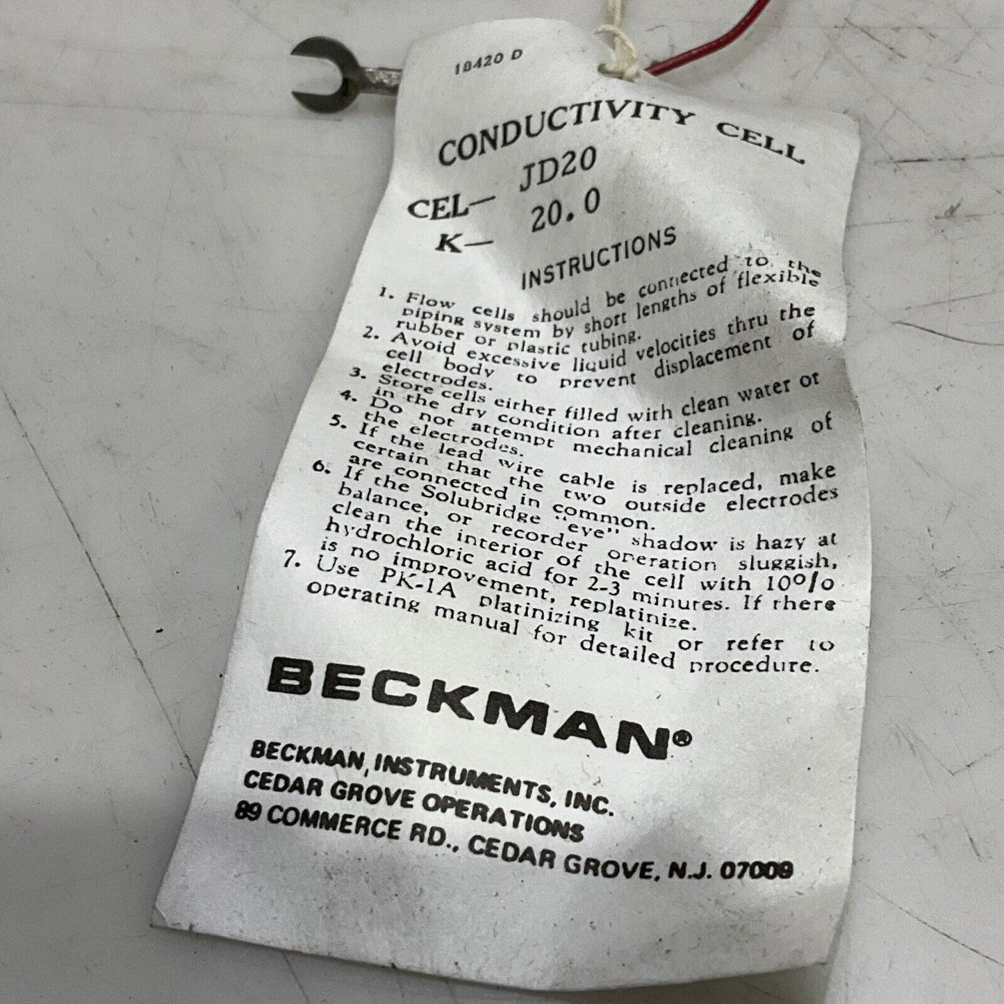 BECKMAN JD20 CONDUCTIVITY CELL 20 K 373