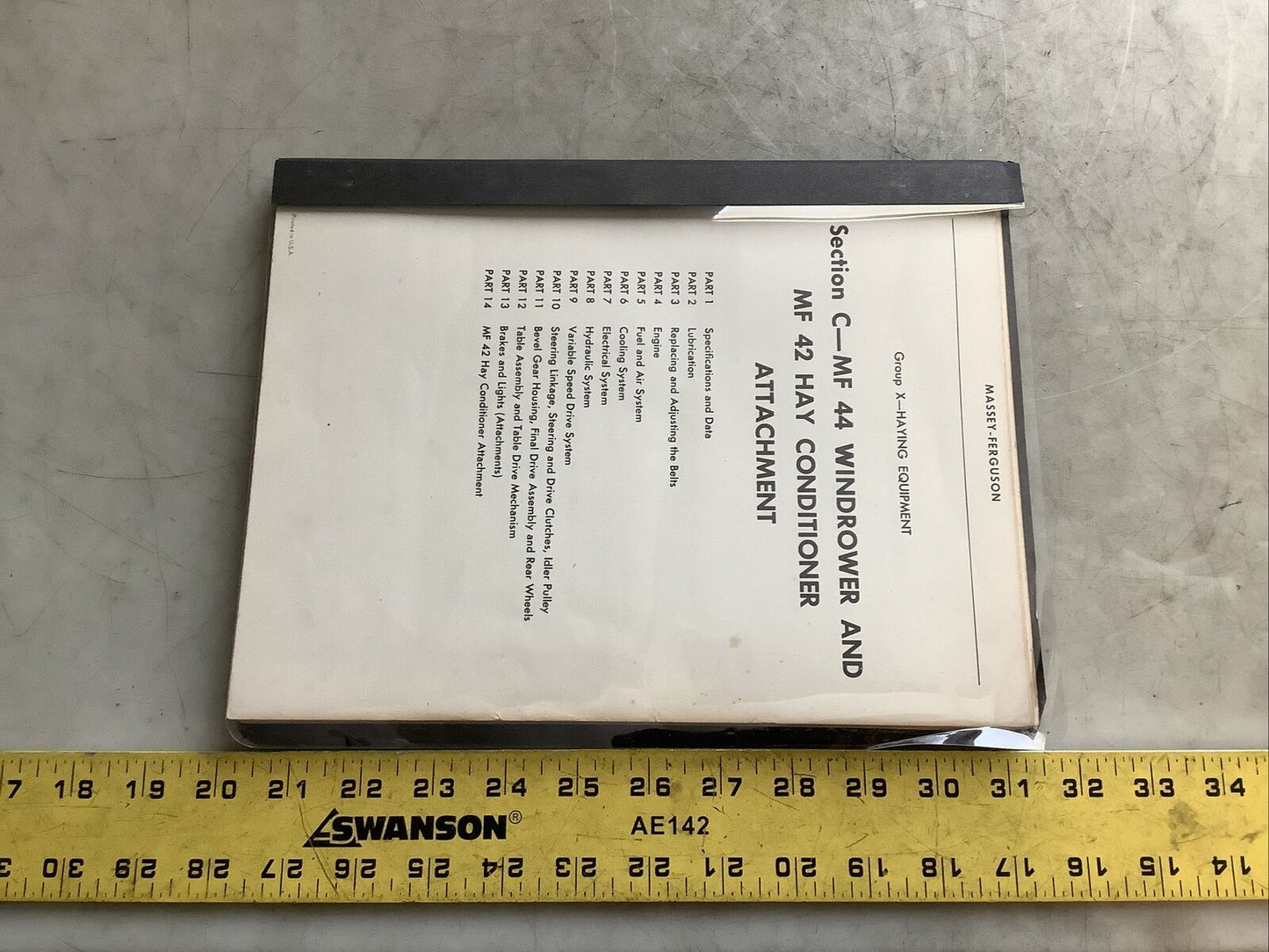 MASSEY FERGUSON C-MF 44 WINDROWER AND MF 42 HAY CONDITIONER MANUAL B303