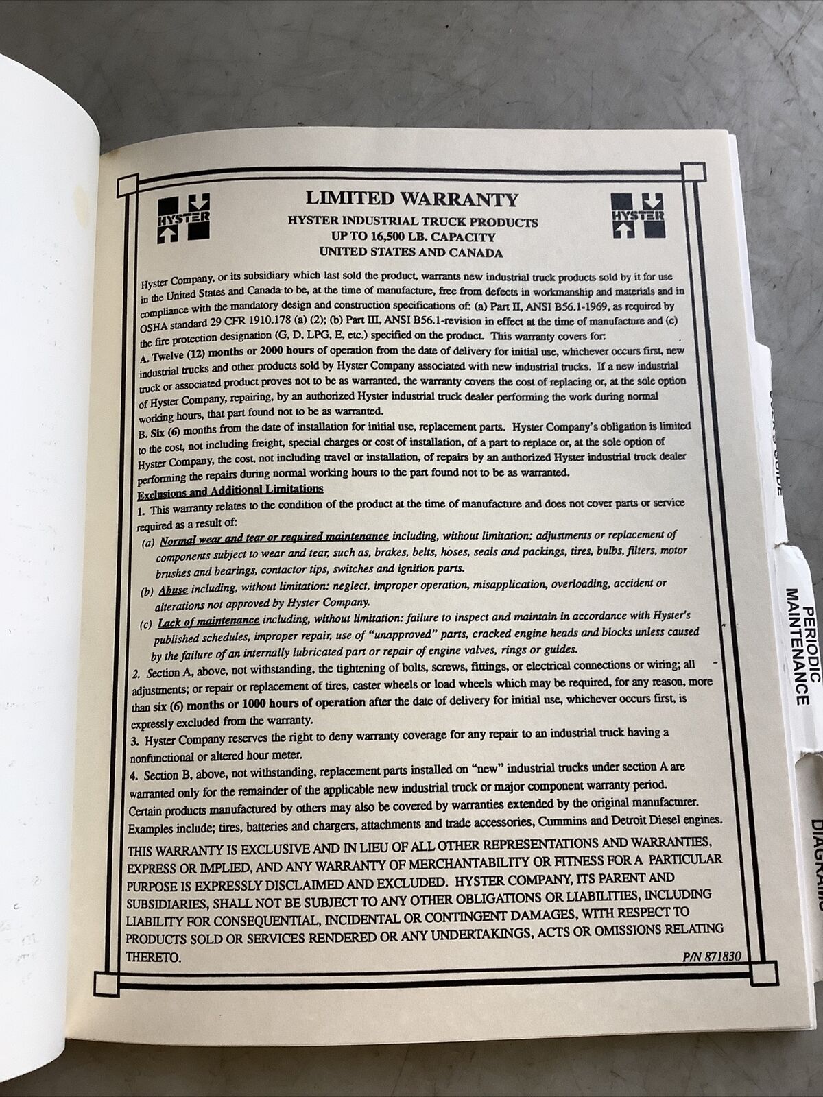 HYSTER 1455476 E45-65XM2 FORKLIFT USER MANUAL B303