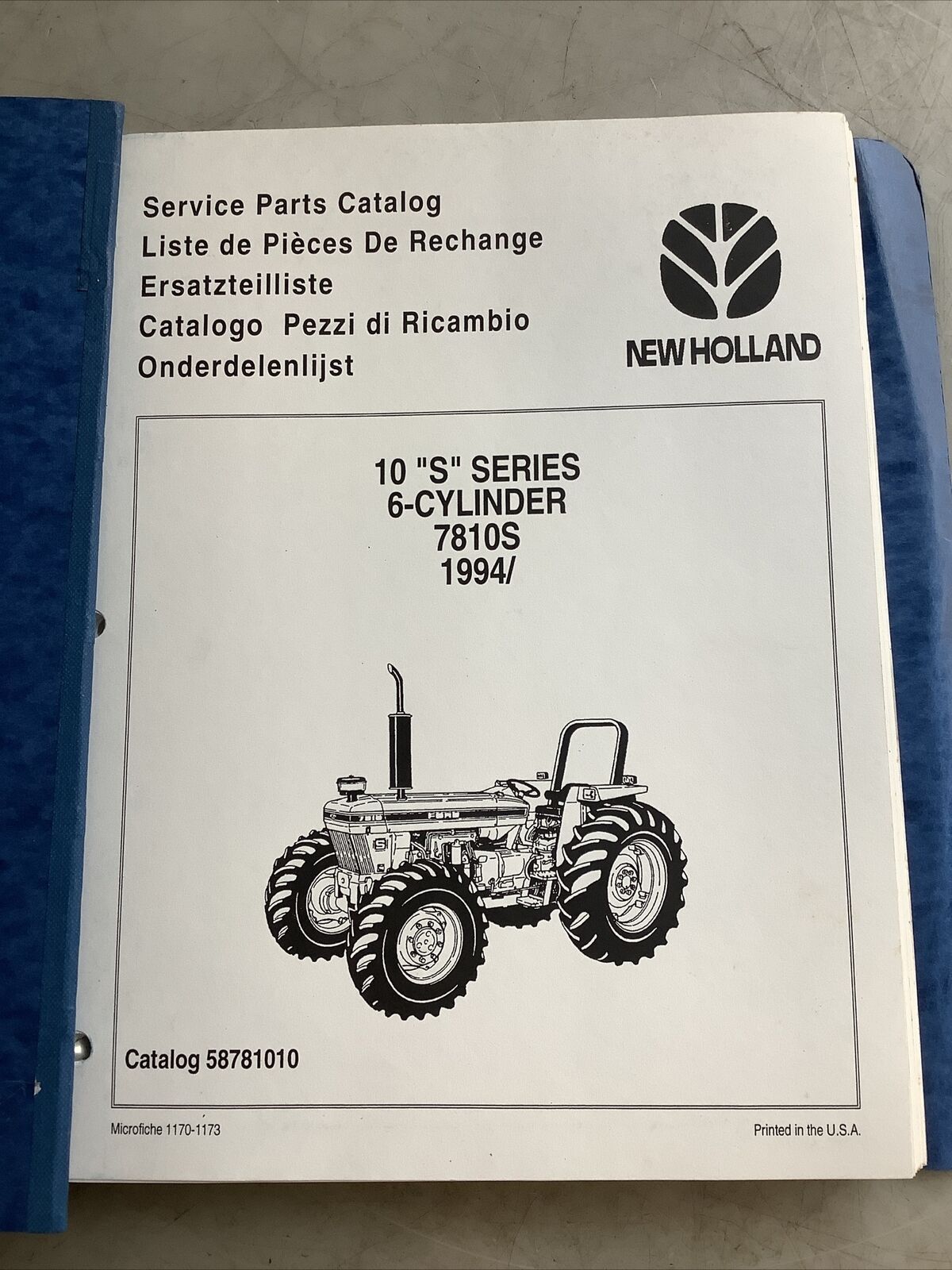NEW HOLLAND 58781010 7810S 6-CYLINDER PARTS CATALOG 1994 B303