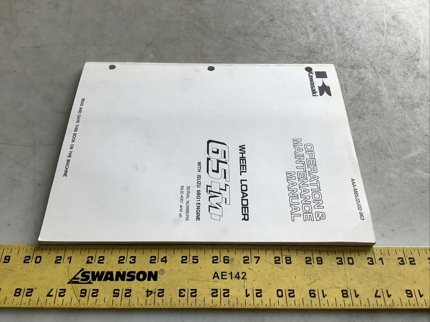 KAWASAKI AAA-M65J2U02-963 65TM WHEEL LOADER MANUAL SERIAL 65J2-4001 AND UP B303