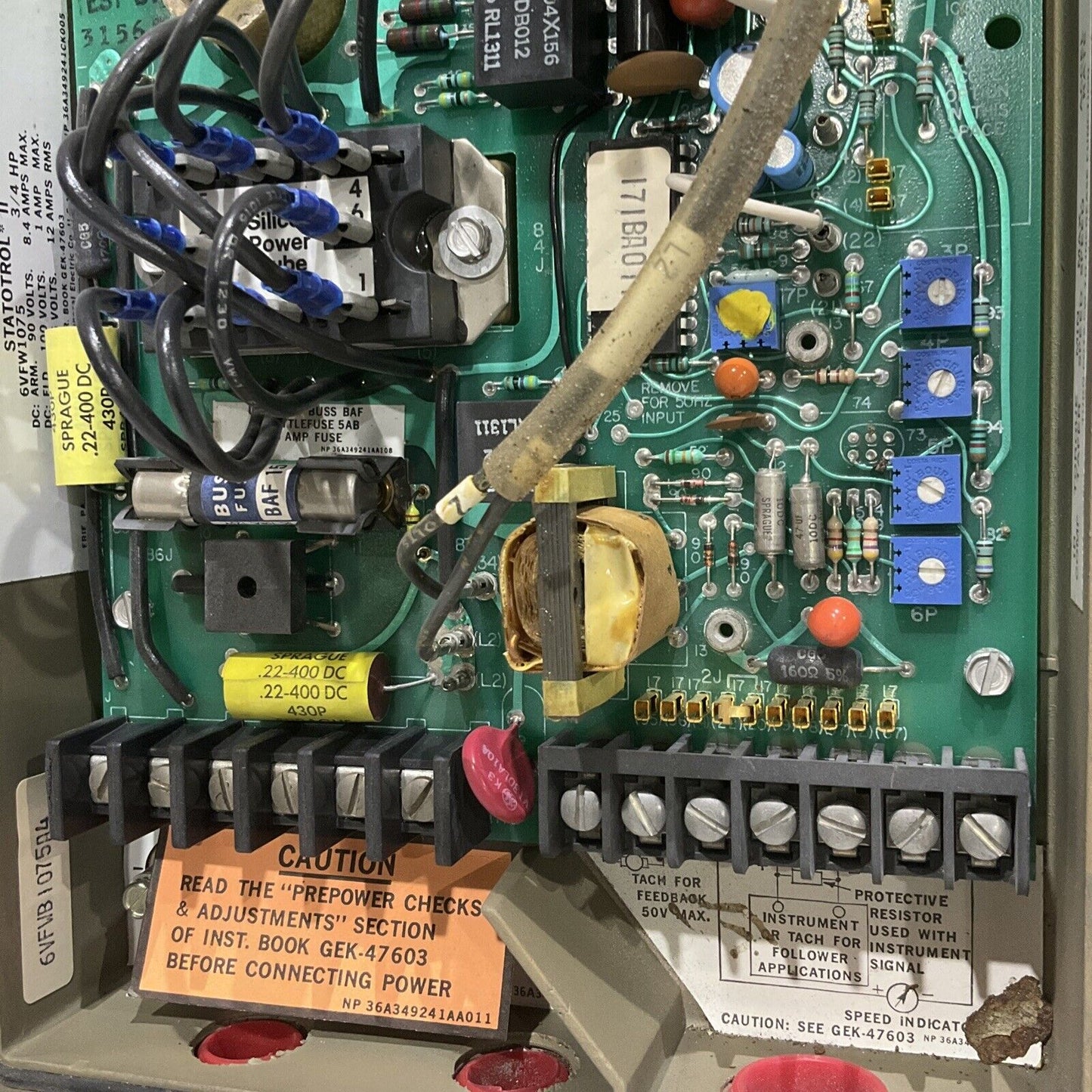GENERAL ELECTRIC 6VFW1075 STATOTROL II 90/100/115V 3/4HP 373