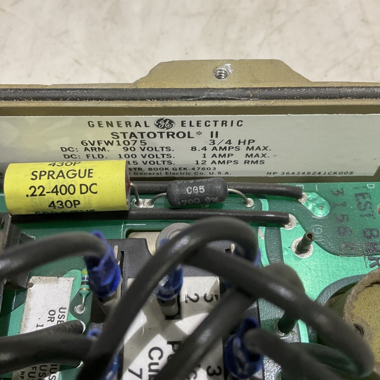 GENERAL ELECTRIC 6VFW1075 STATOTROL II 90/100/115V 3/4HP 373