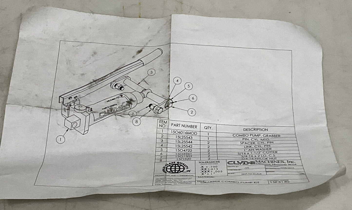 CLYDE 15F3140 ALL IN ONE CONVERSION CYLINDER KIT 881