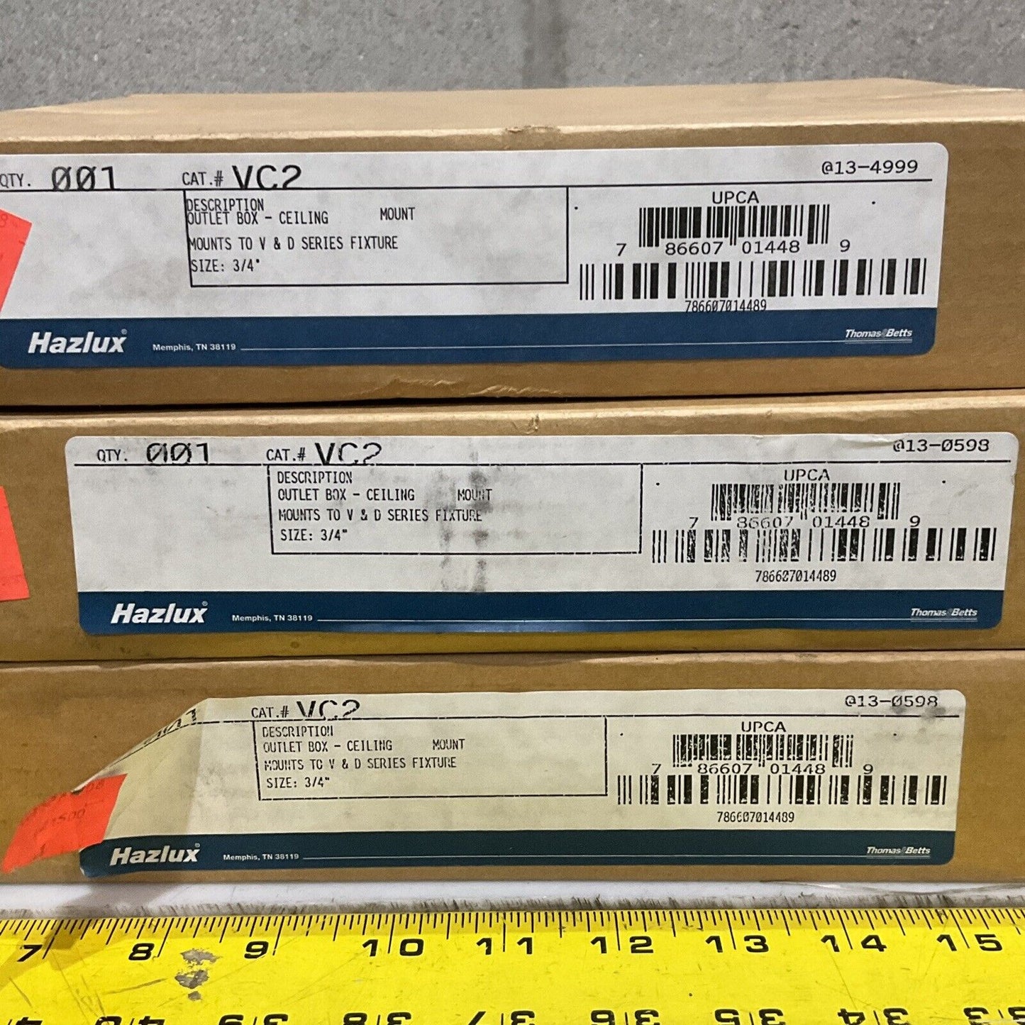 HAZLUX VC2 068-11-140 CEILING MOUNT OUTLET BOX 3/4” FOR V&D SERIES LOT OF 3 373