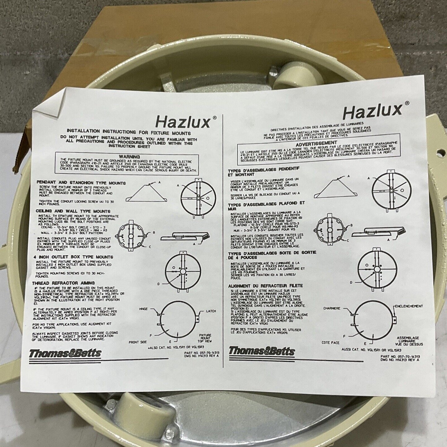 HAZLUX VC2 068-11-140 CEILING MOUNT OUTLET BOX 3/4” FOR V&D SERIES LOT OF 3 373