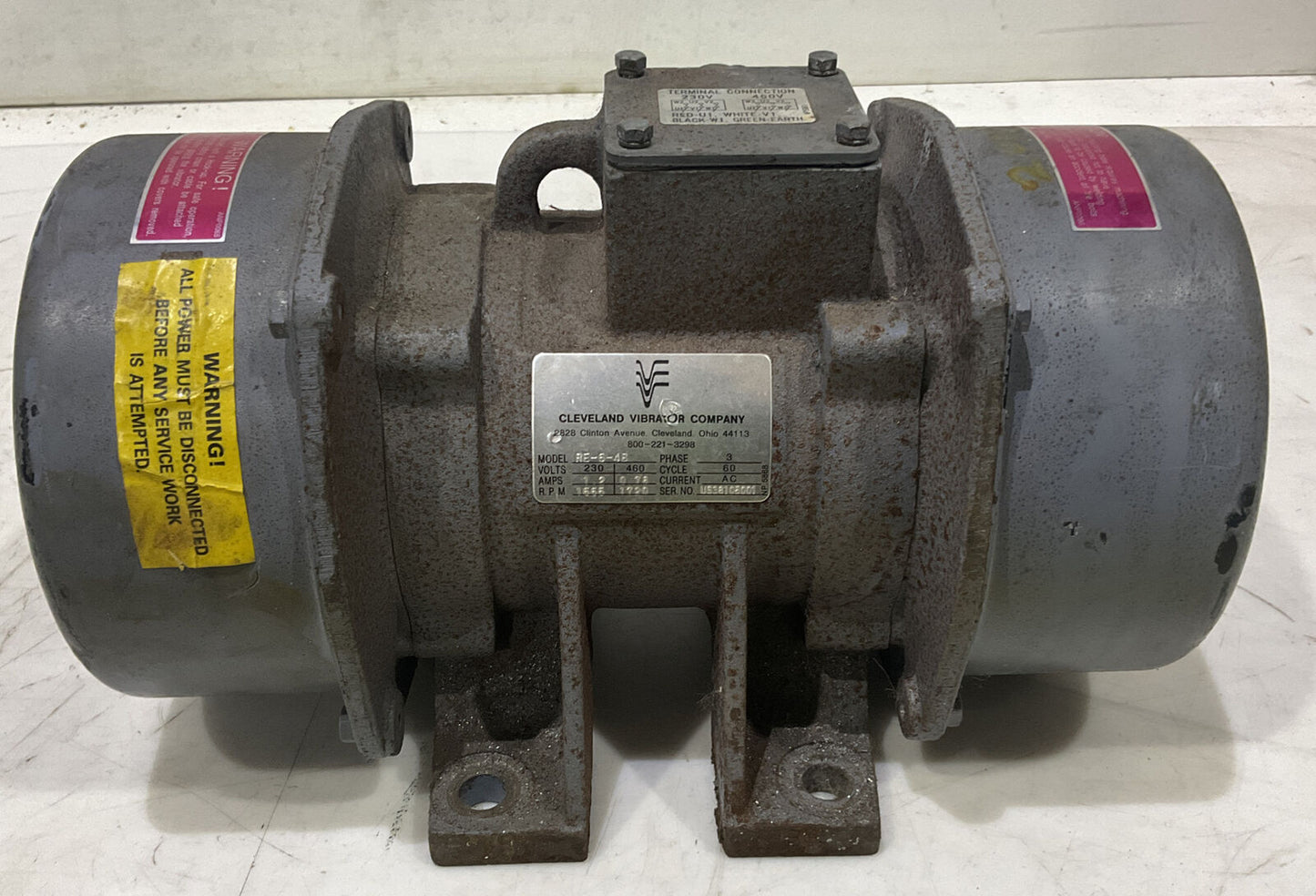 CLEVELAND VIBRATOR COMPANY RE-6-4B 230-460V VIBRATOR 876